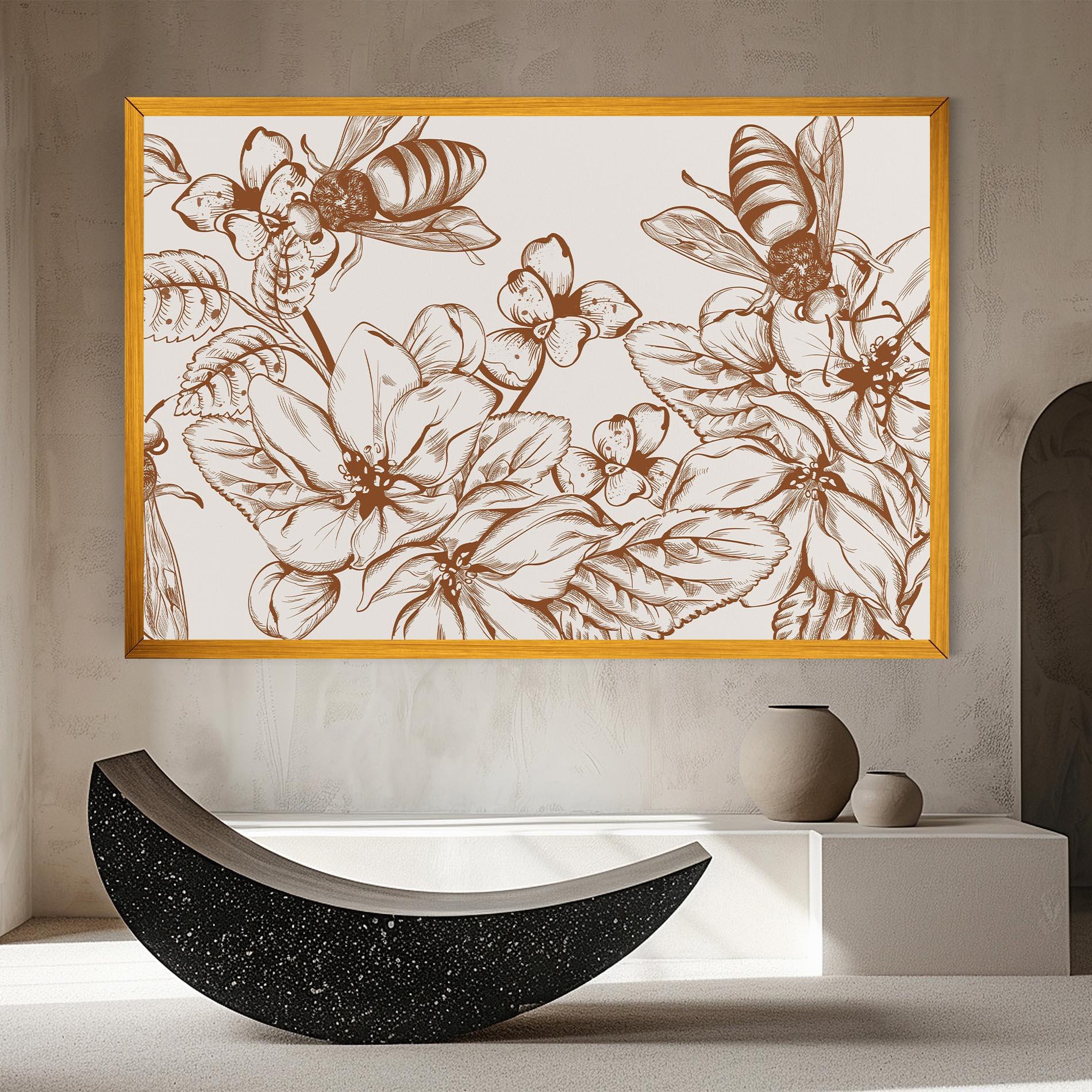Vászonkép Bee Flower Line mockup 8