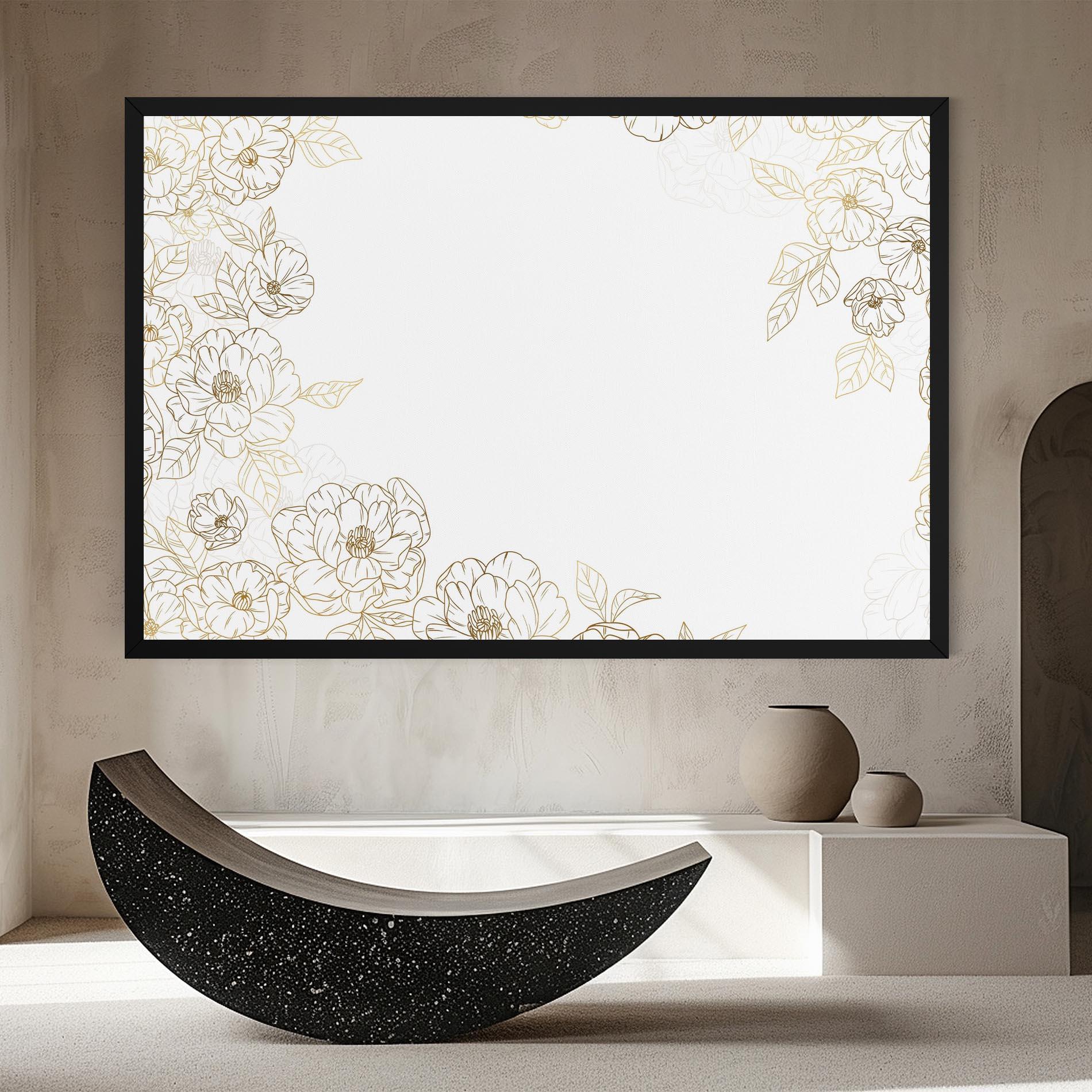 Vászonkép Flower Gold Line mockup 8