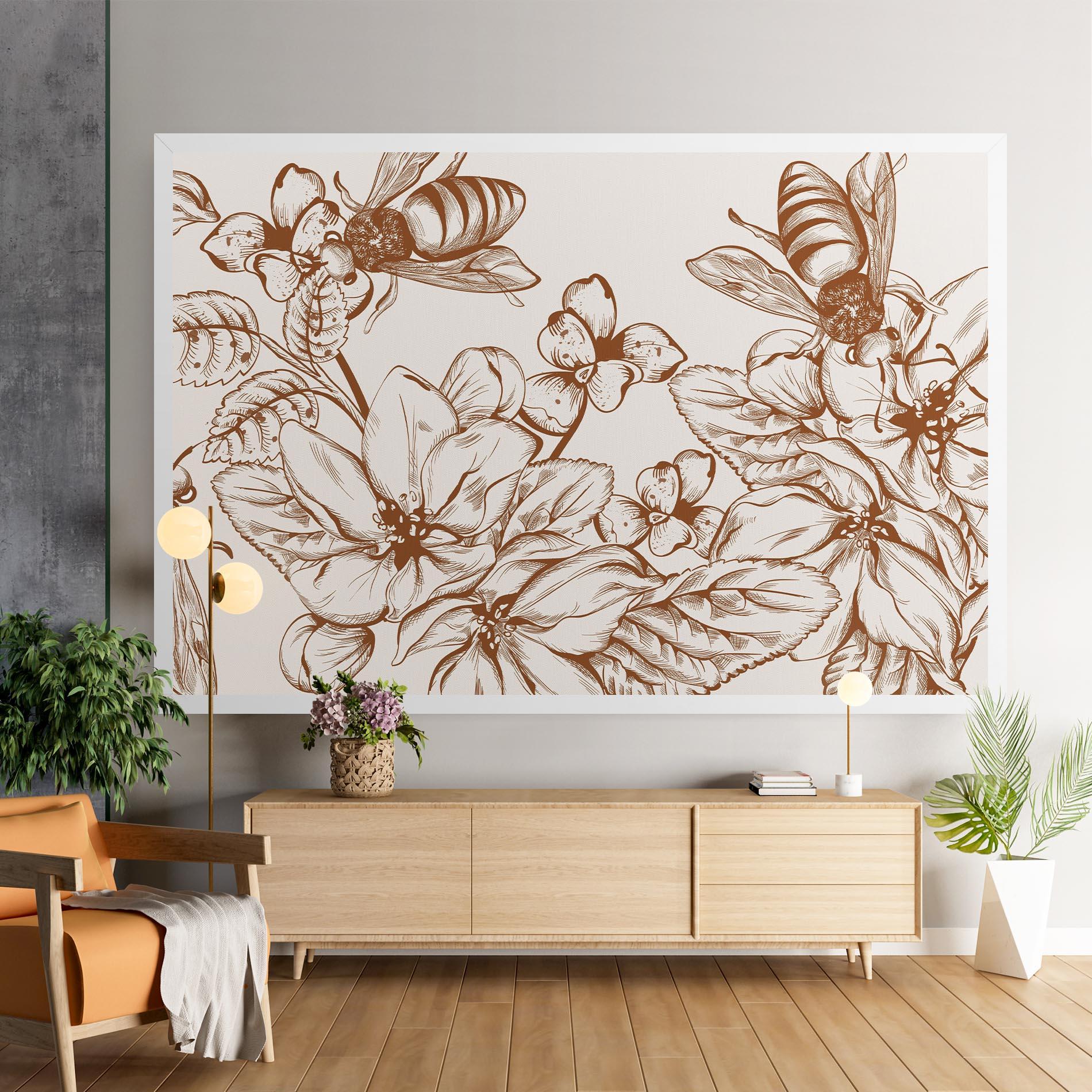 Vászonkép Bee Flower Line mockup 9
