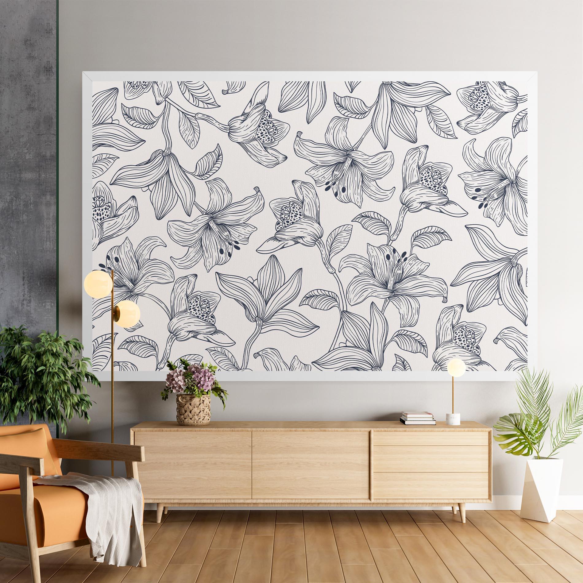 Vászonkép Blue Patern Flower mockup 9