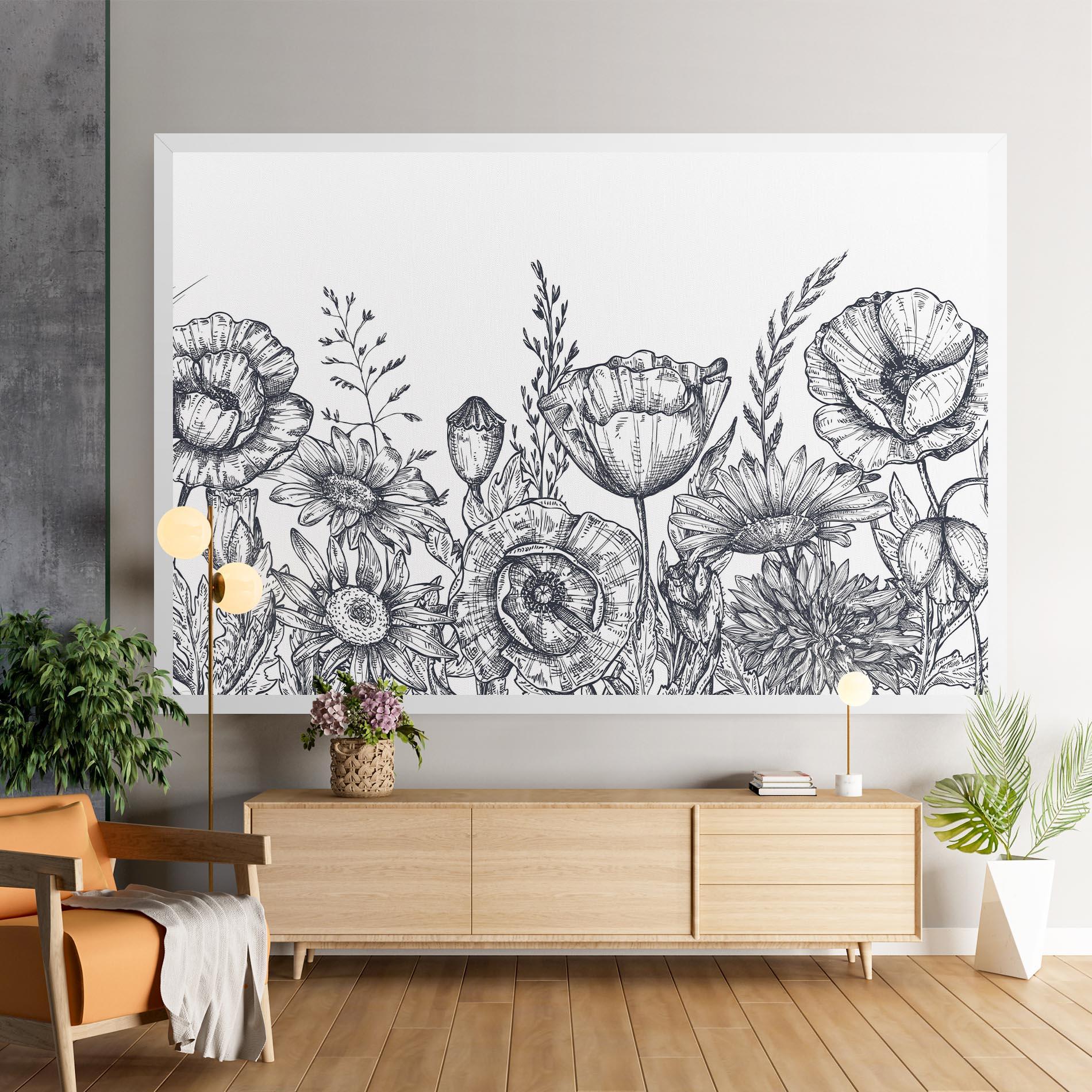 Vászonkép Flower Grey Line mockup 9
