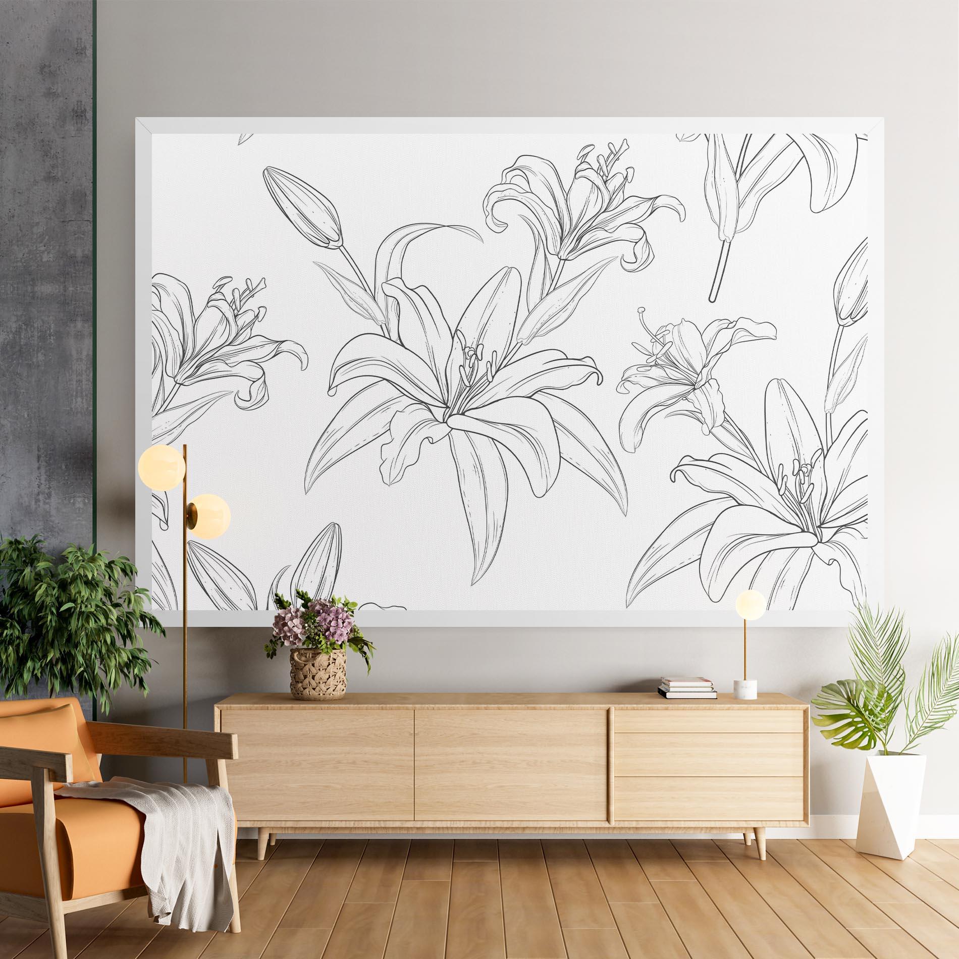 Vászonkép Grey Line Flower mockup 9