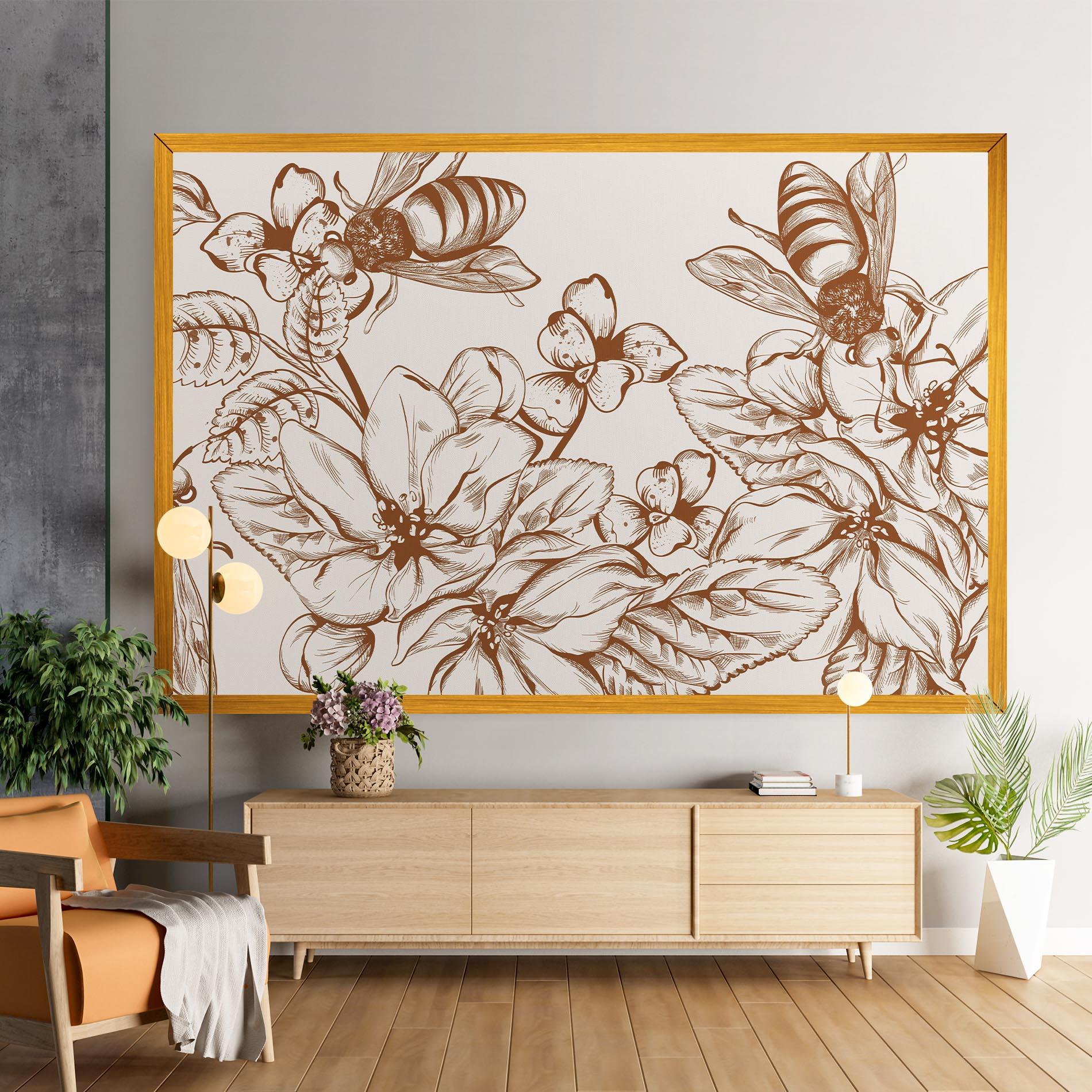 Vászonkép Bee Flower Line mockup 9