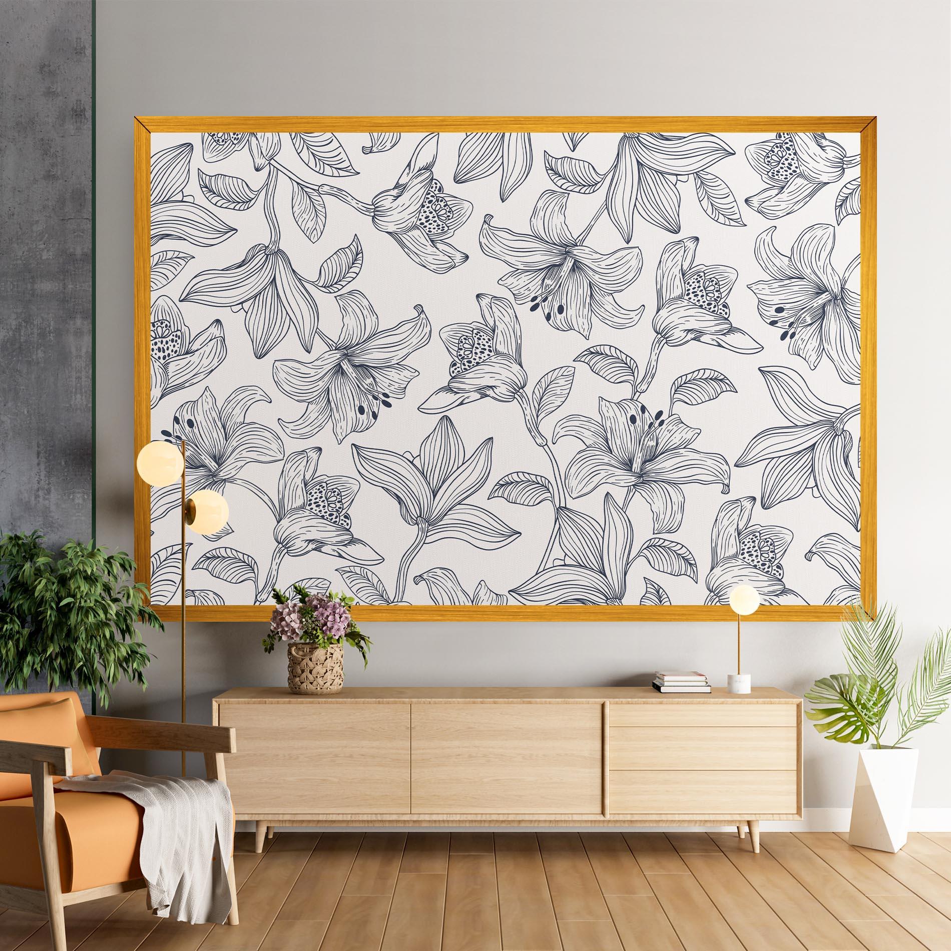 Vászonkép Blue Patern Flower mockup 9