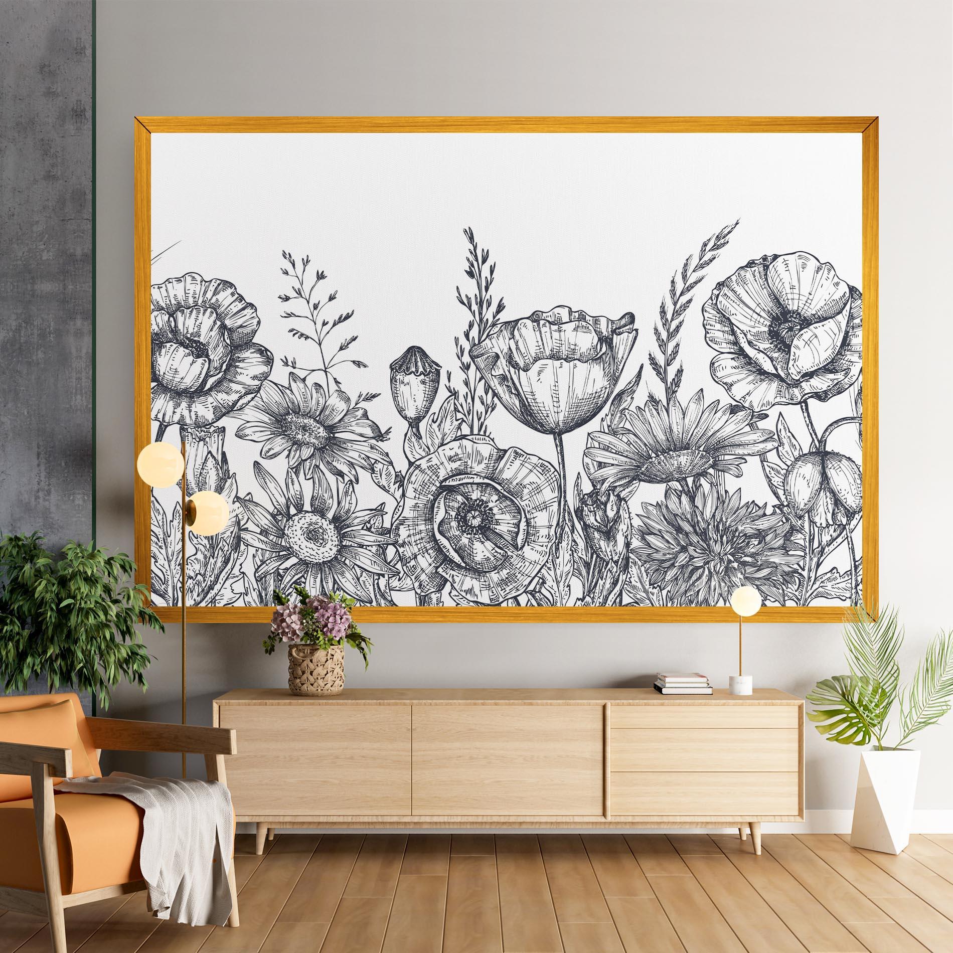 Vászonkép Flower Grey Line mockup 9