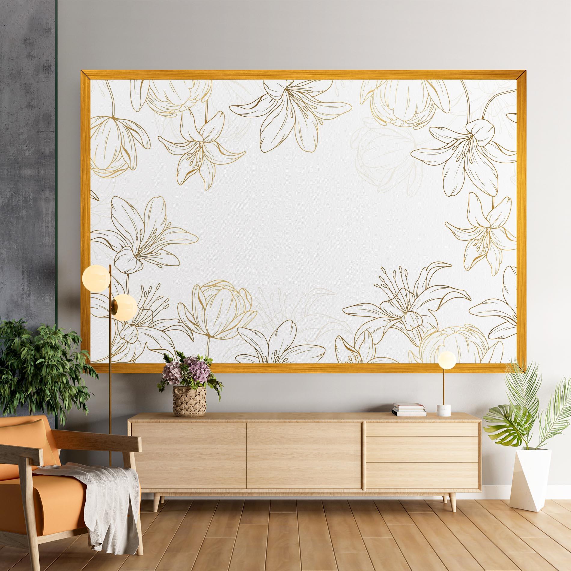Vászonkép Gold Line Flower mockup 9