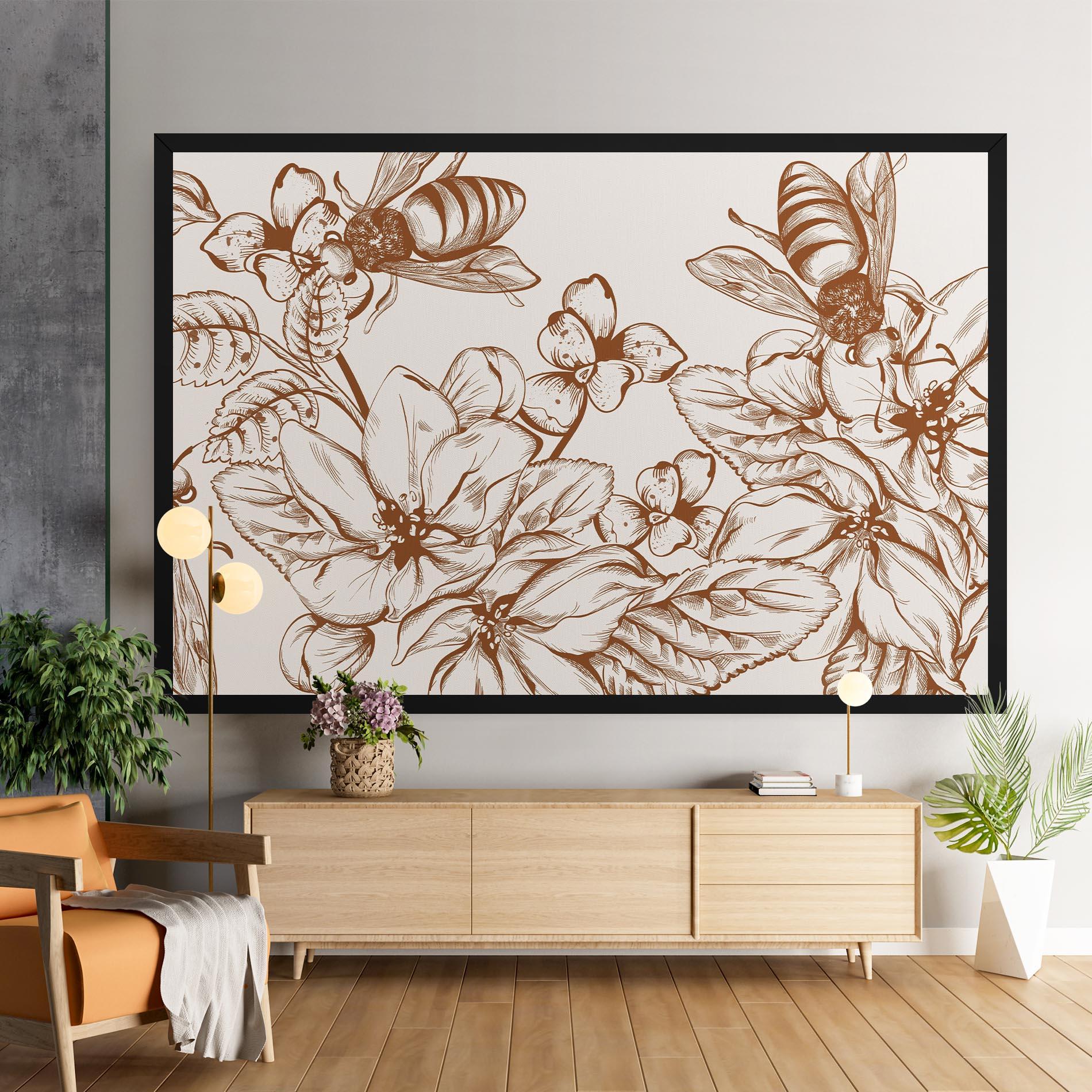 Vászonkép Bee Flower Line mockup 9