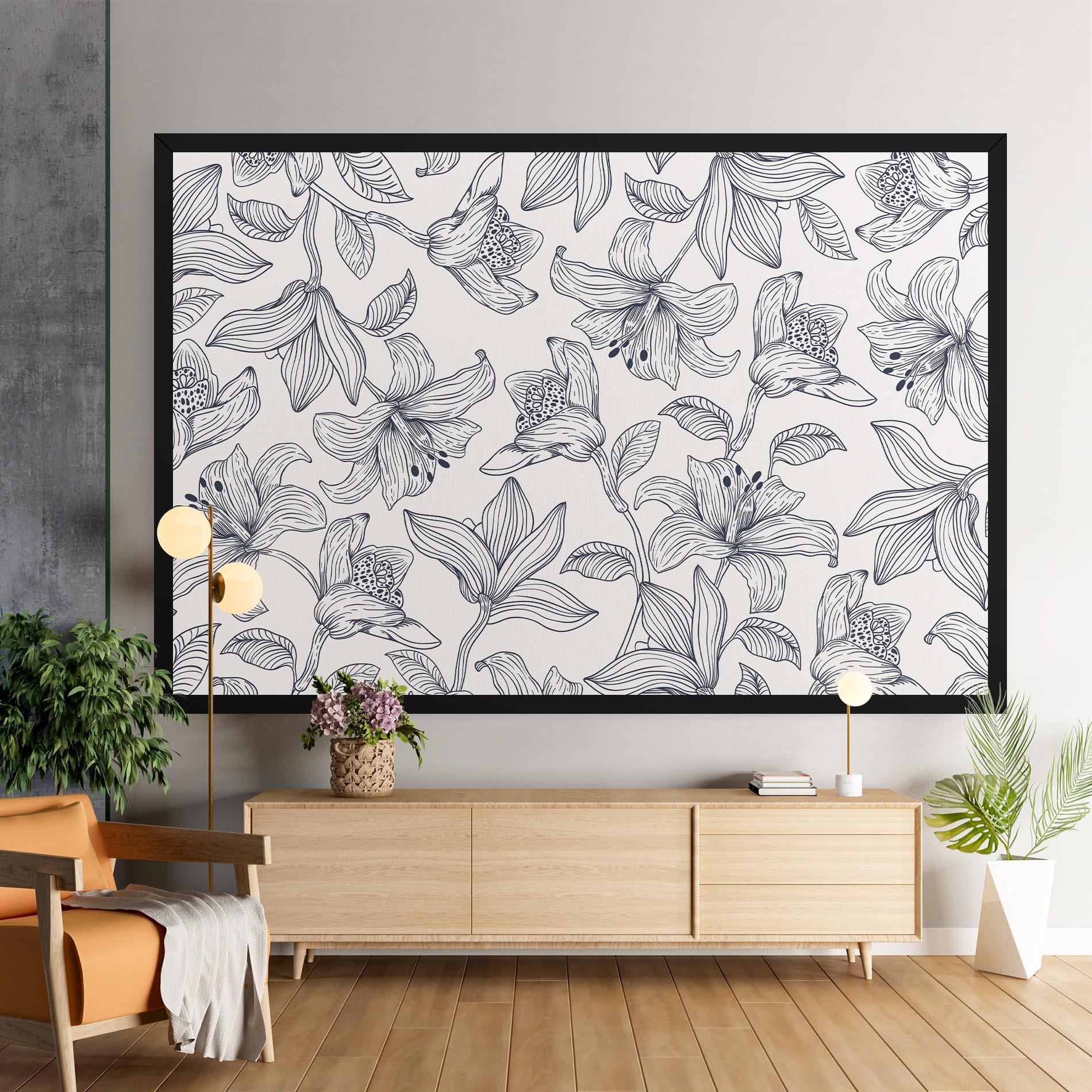 Vászonkép Blue Patern Flower mockup 9