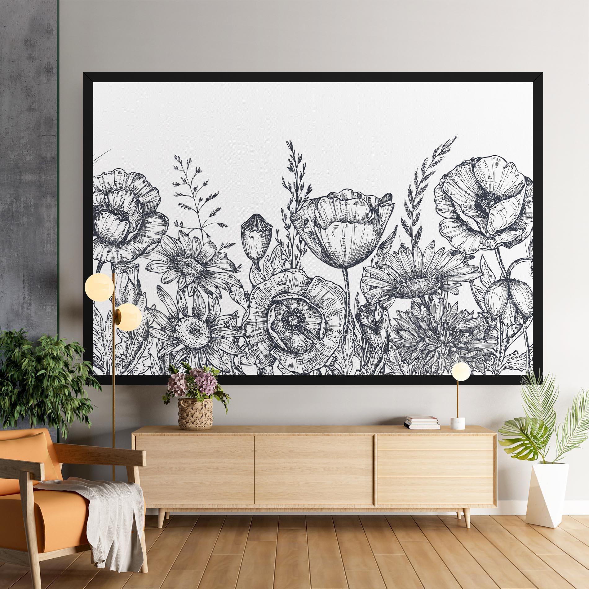 Vászonkép Flower Grey Line mockup 9