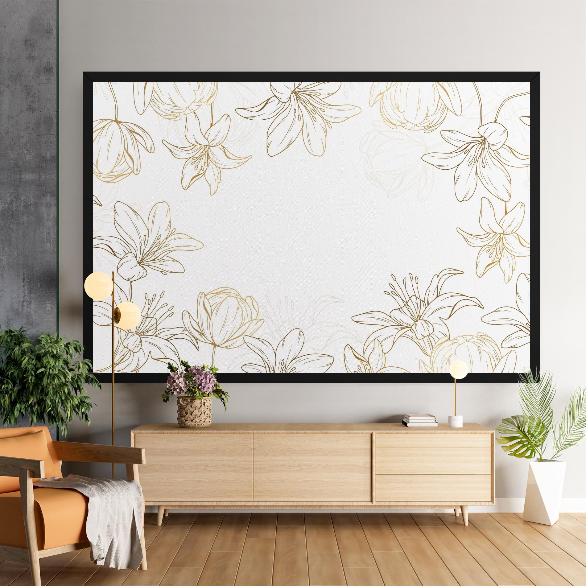 Vászonkép Gold Line Flower mockup 9