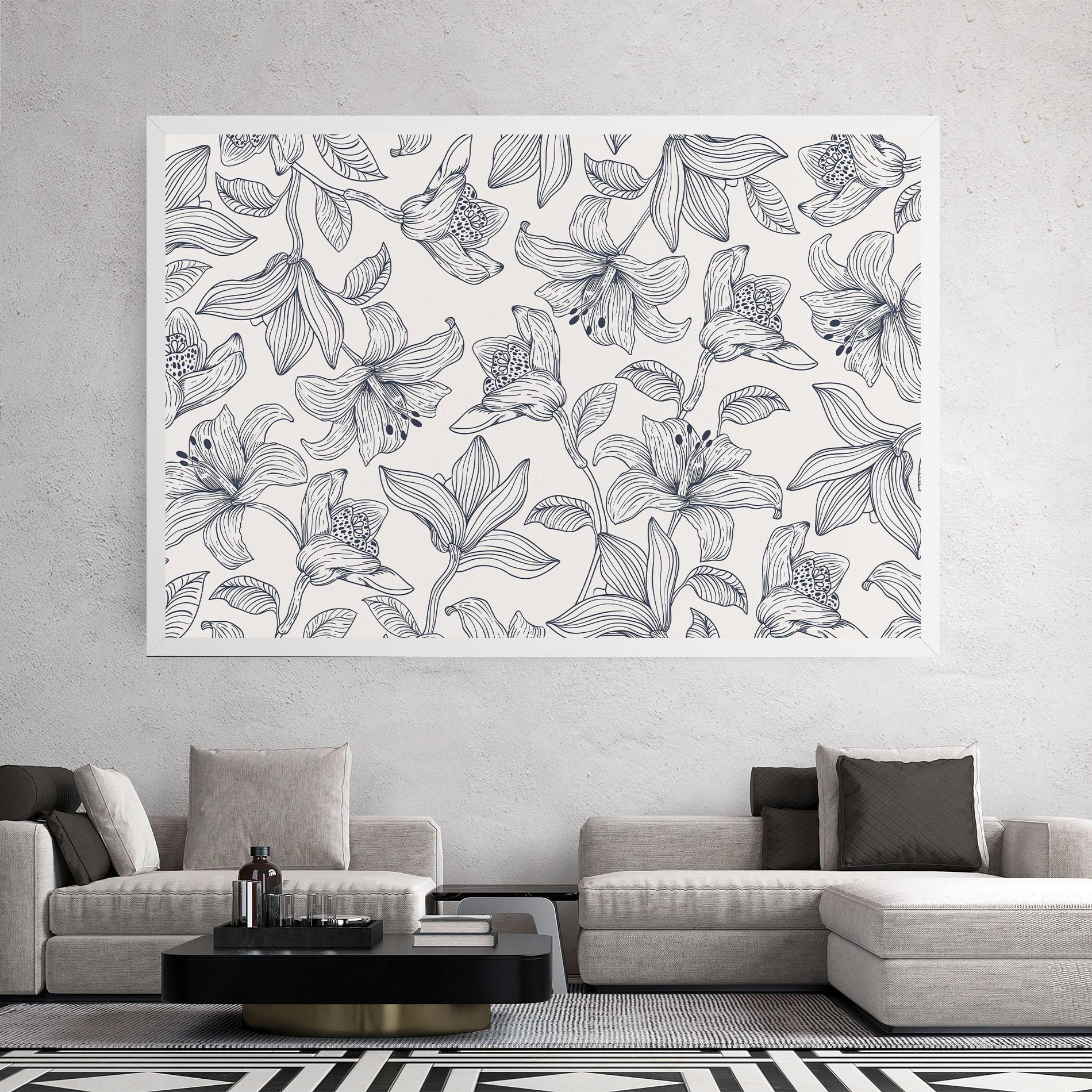 Vászonkép Blue Patern Flower mockup 2