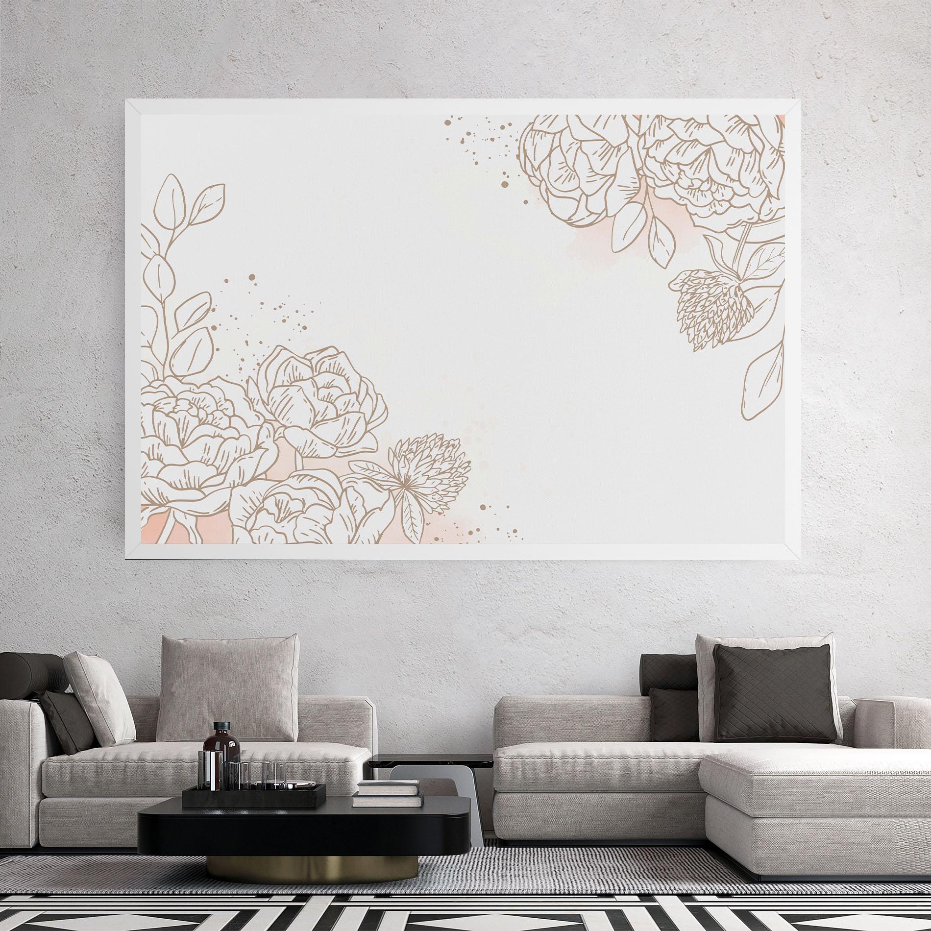 Vászonkép Cream Line Flower mockup 2