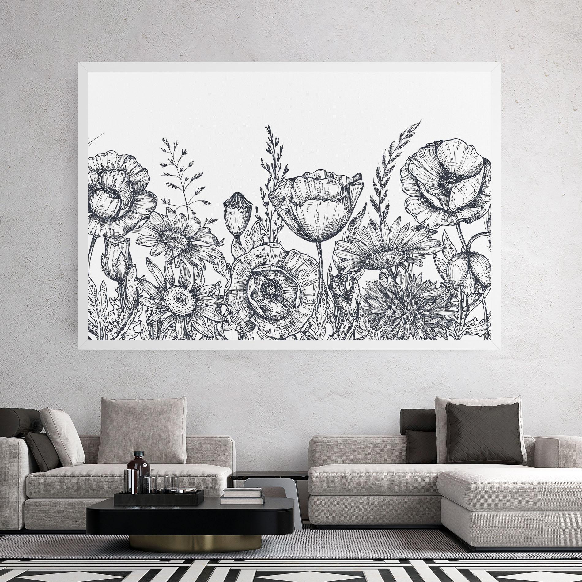 Vászonkép Flower Grey Line mockup 2