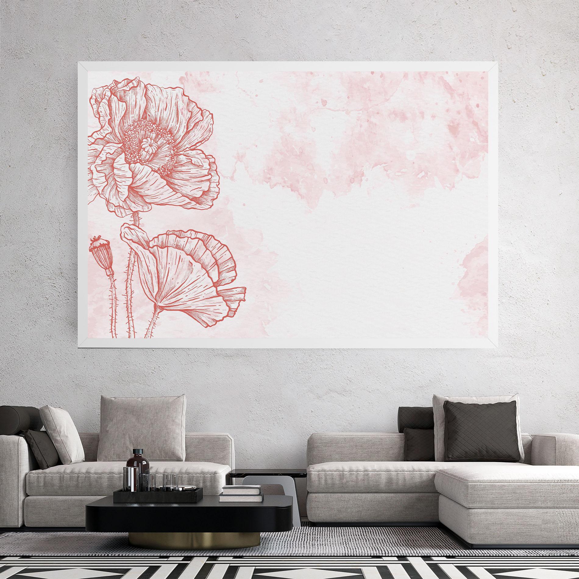 Vászonkép Red Poppy Line mockup 2