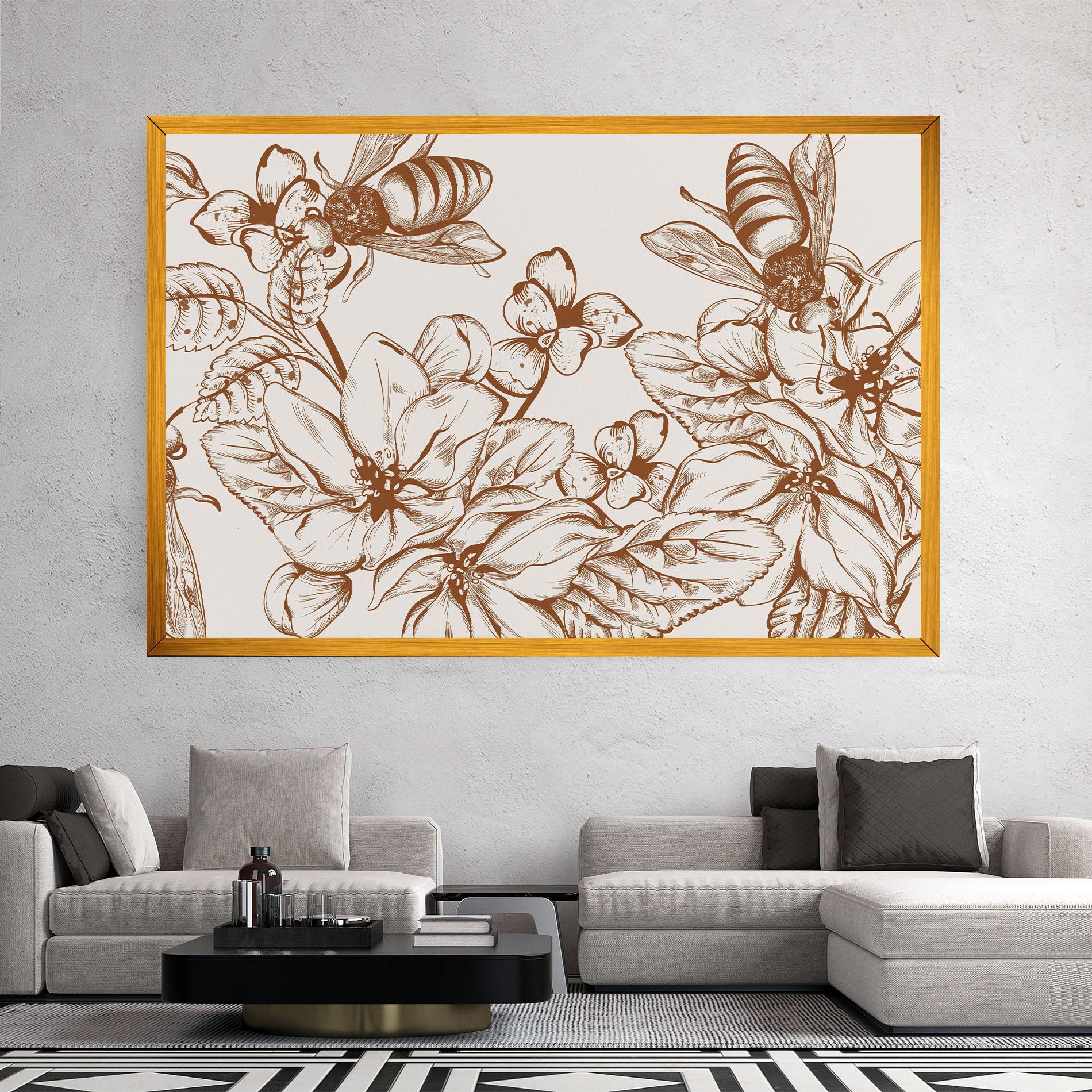 Vászonkép Bee Flower Line mockup 2