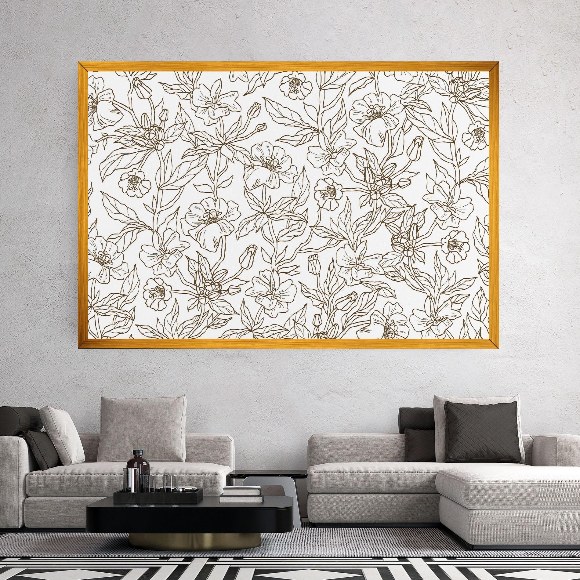 Vászonkép Cream Line Flowers mockup 2