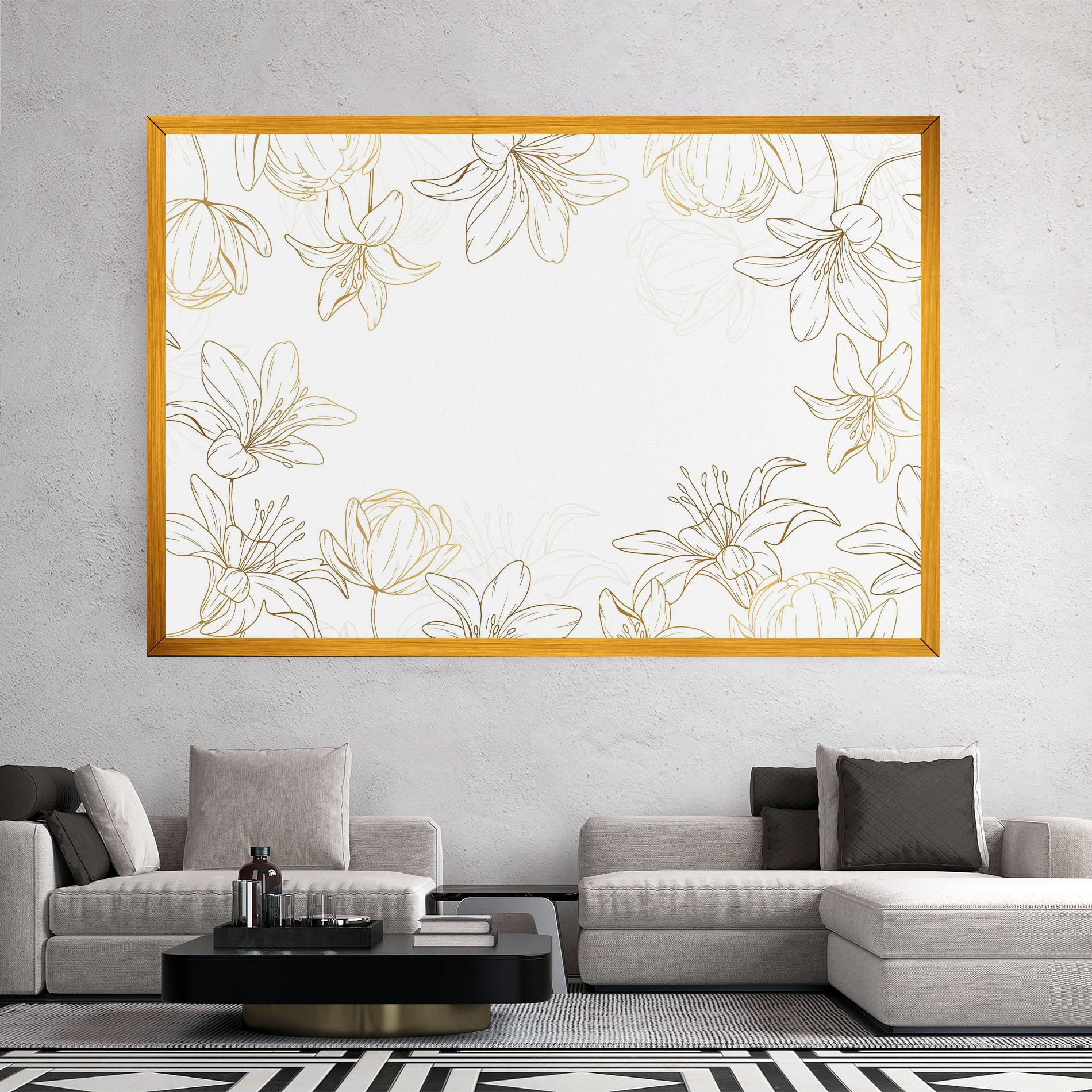 Vászonkép Gold Line Flower mockup 2