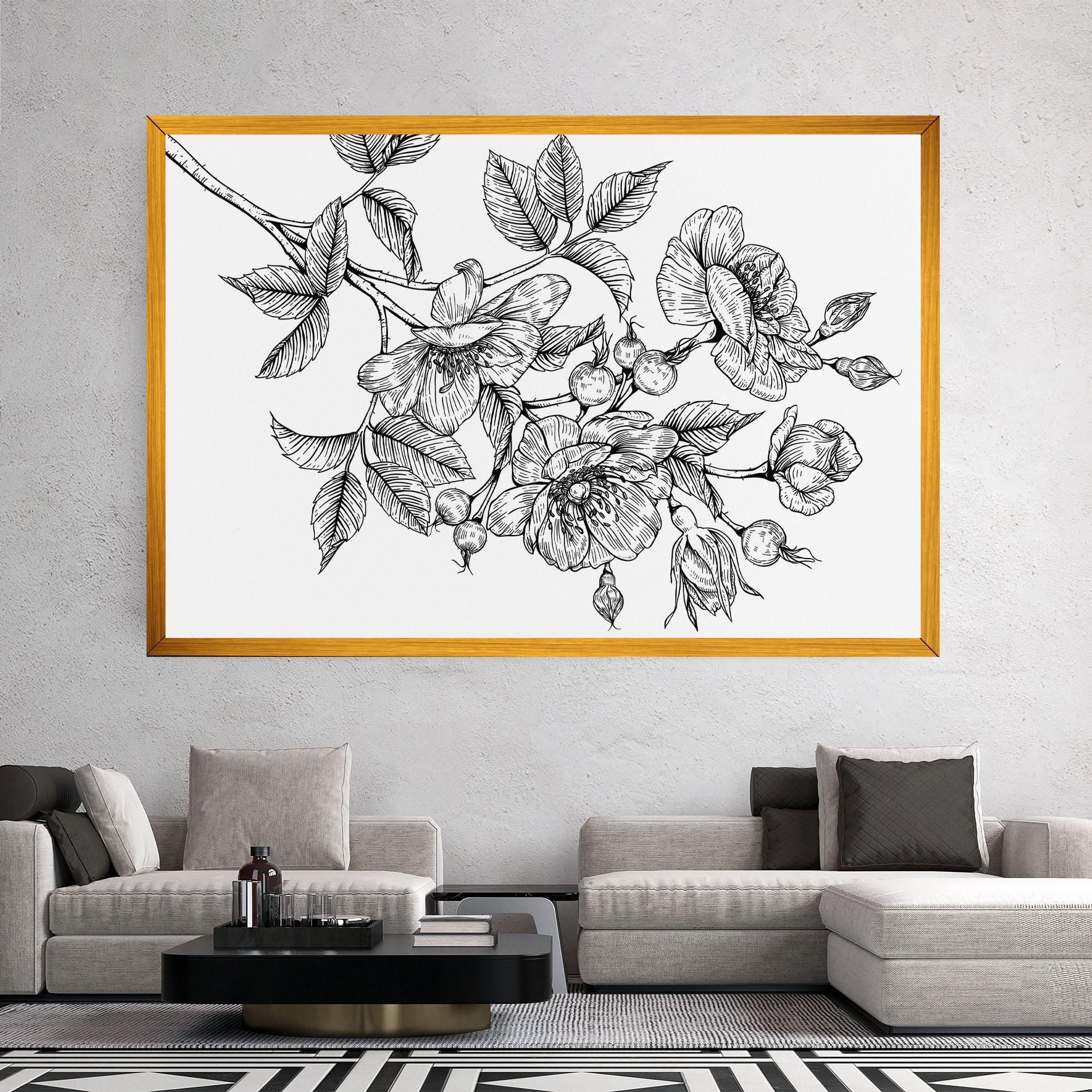 Vászonkép Rose Black Line mockup 2