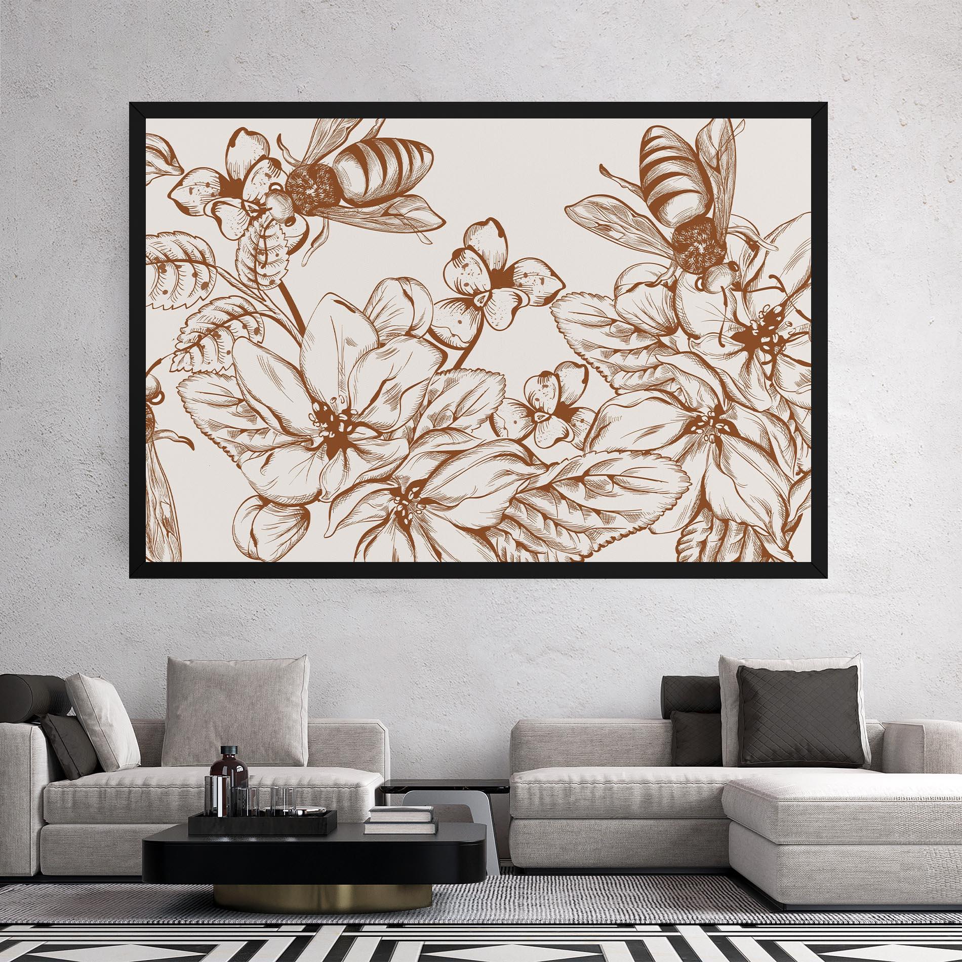 Vászonkép Bee Flower Line mockup 2