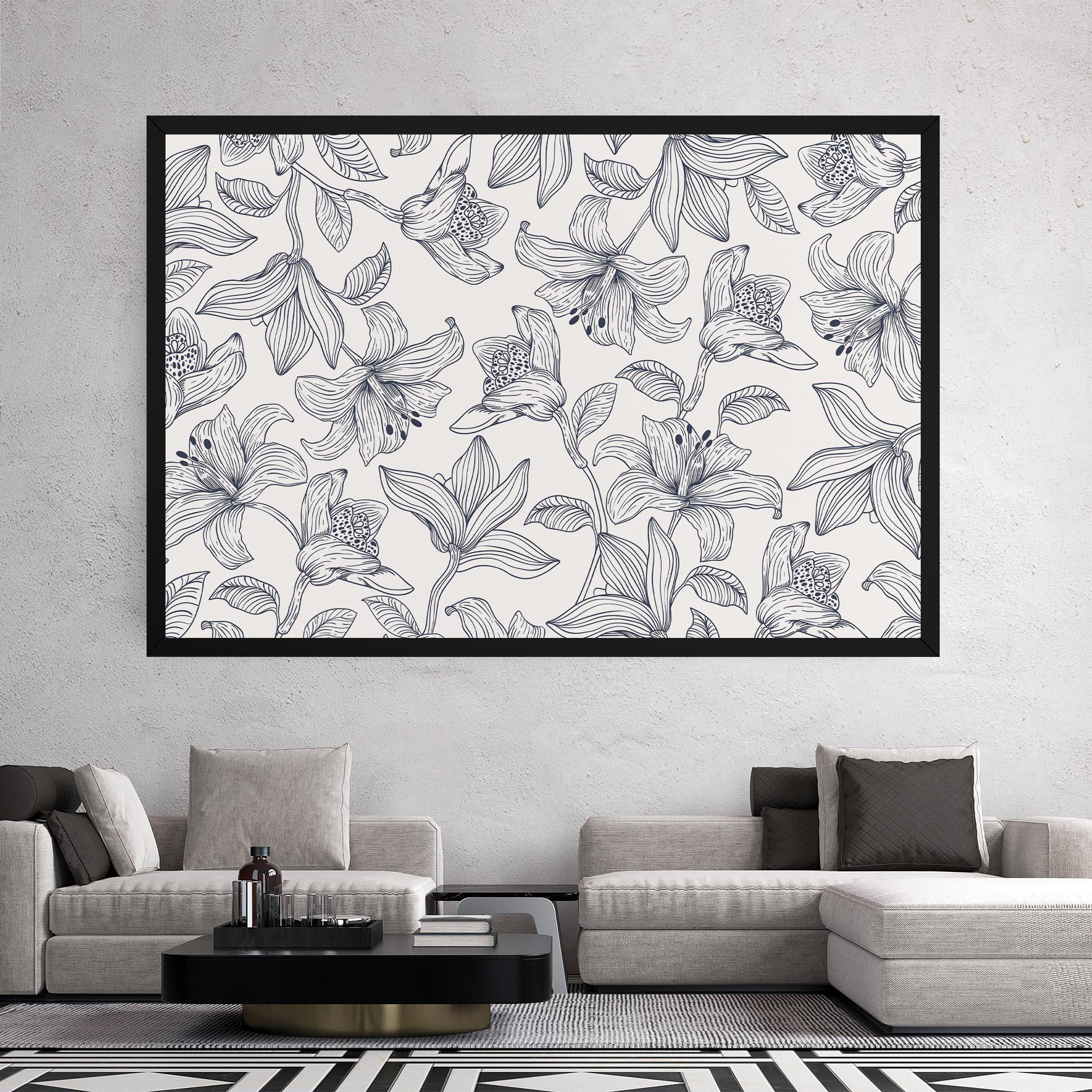 Vászonkép Blue Patern Flower mockup 2