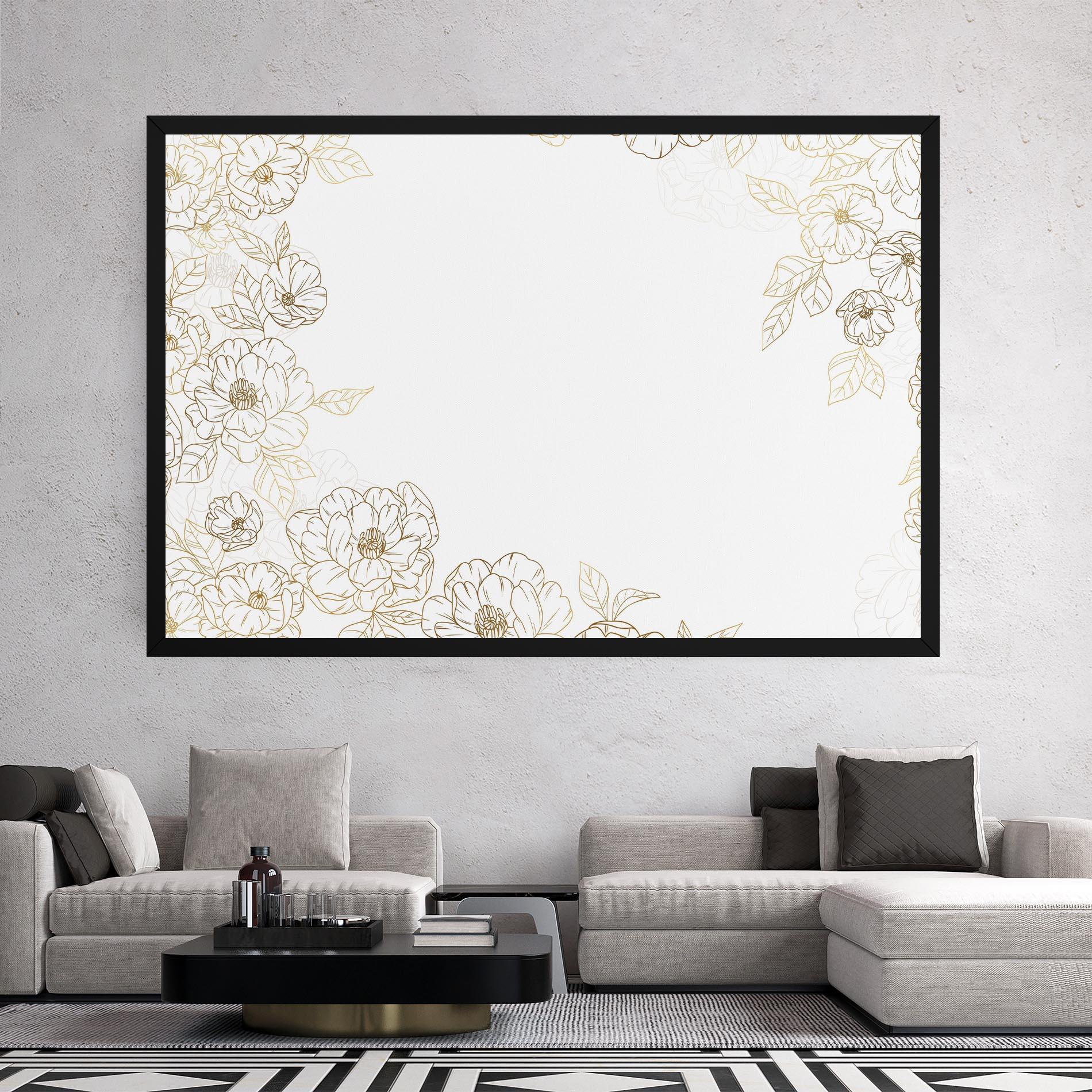 Vászonkép Flower Gold Line mockup 2