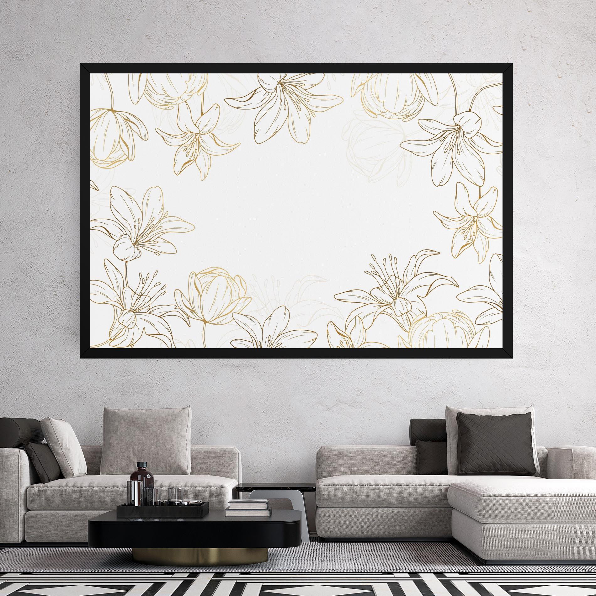 Vászonkép Gold Line Flower mockup 2