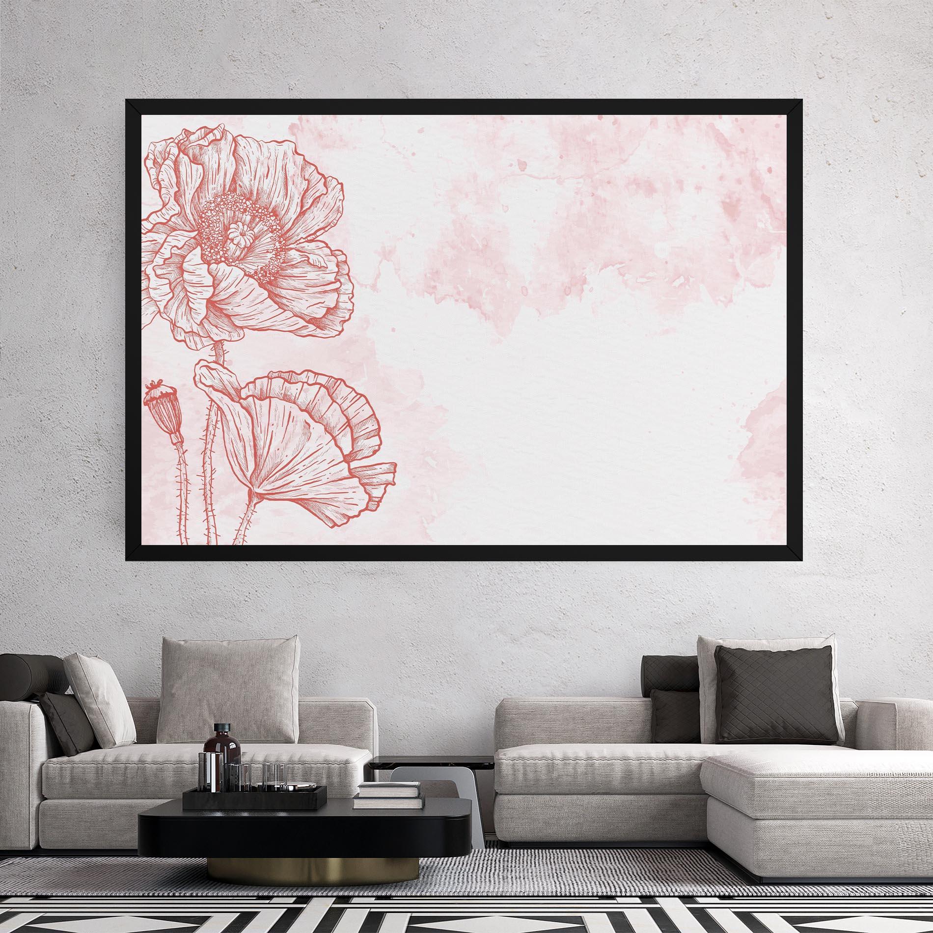 Vászonkép Red Poppy Line mockup 2