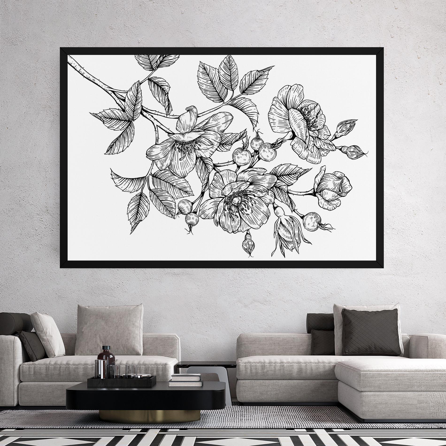 Vászonkép Rose Black Line mockup 2