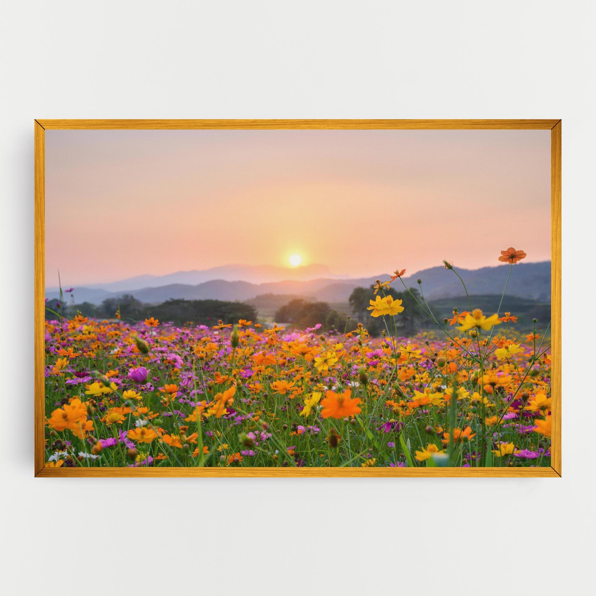 Vászonkép Sunset Mountain Flowerf mockup 0