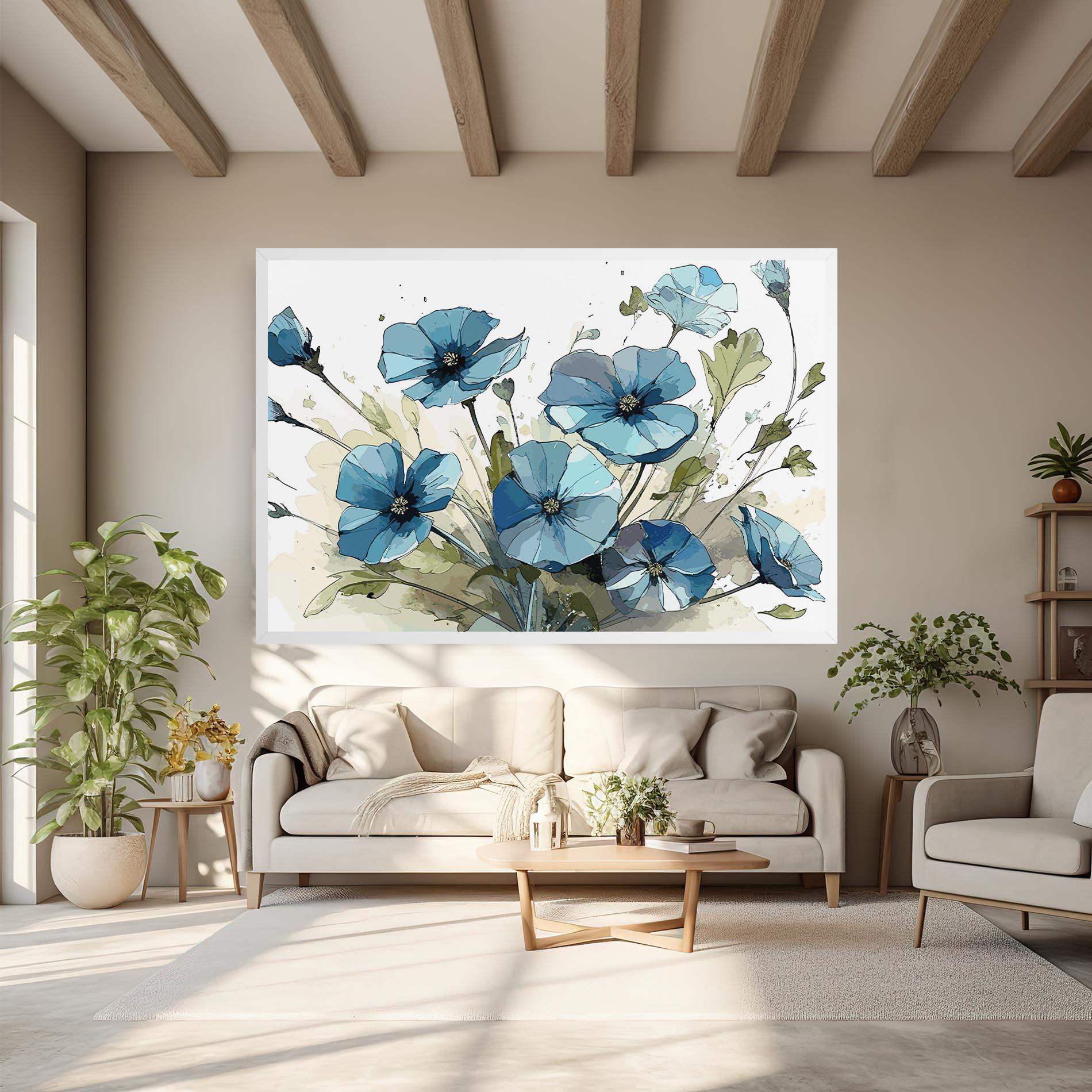 Vászonkép Blue Wild Plant mockup 6