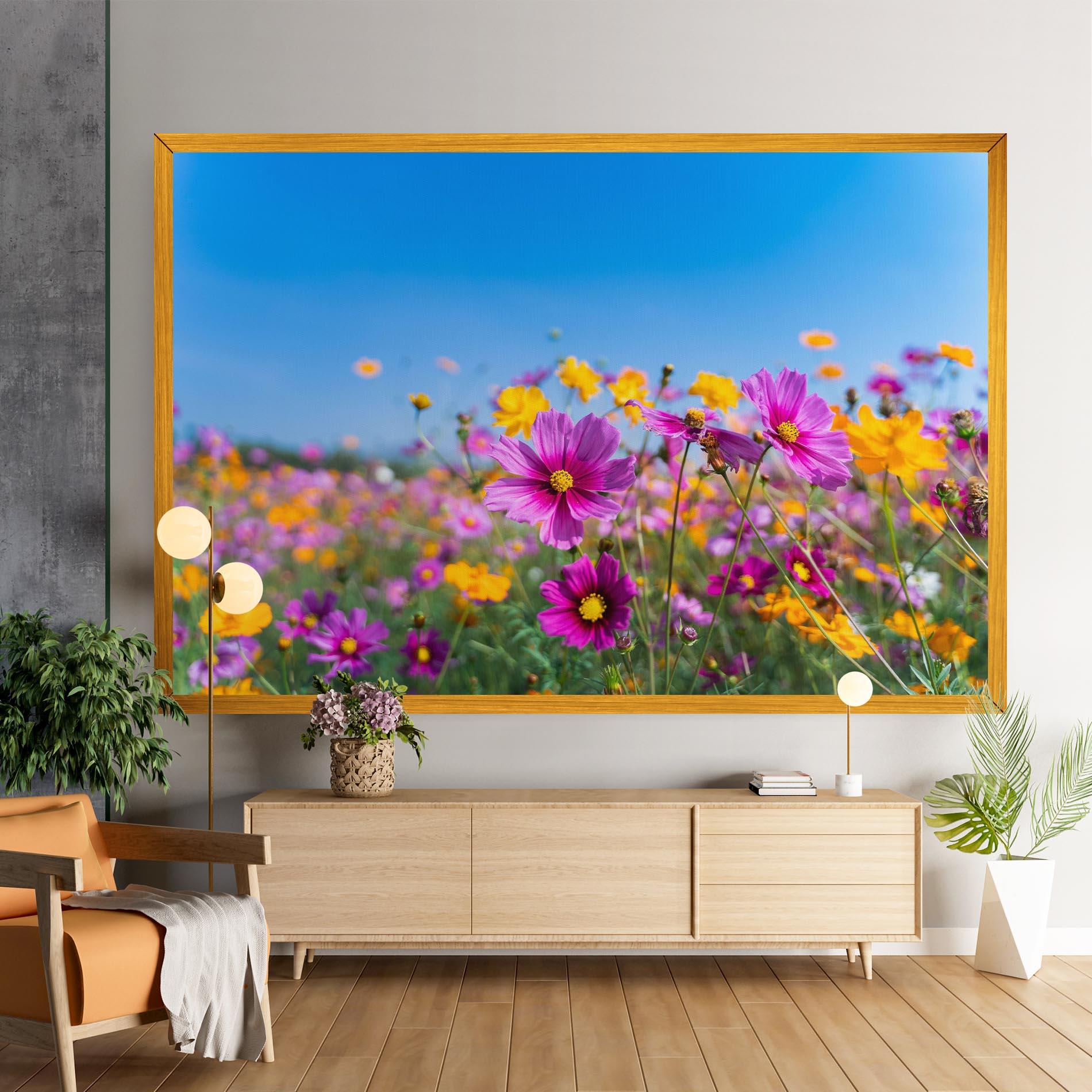 Vászonkép Cosmos Flowers Grassland mockup 9