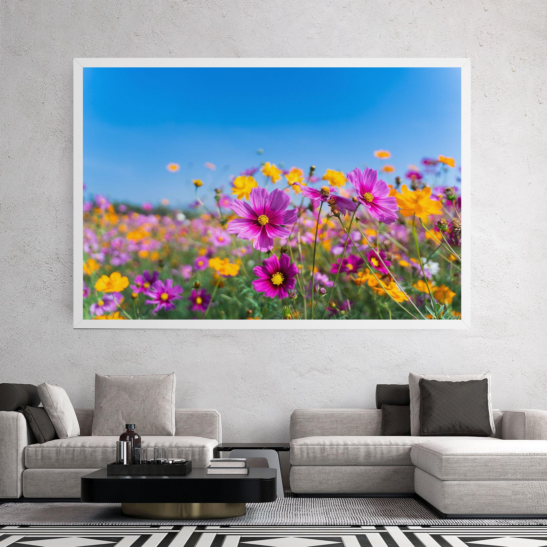 Vászonkép Cosmos Flowers Grassland mockup 2