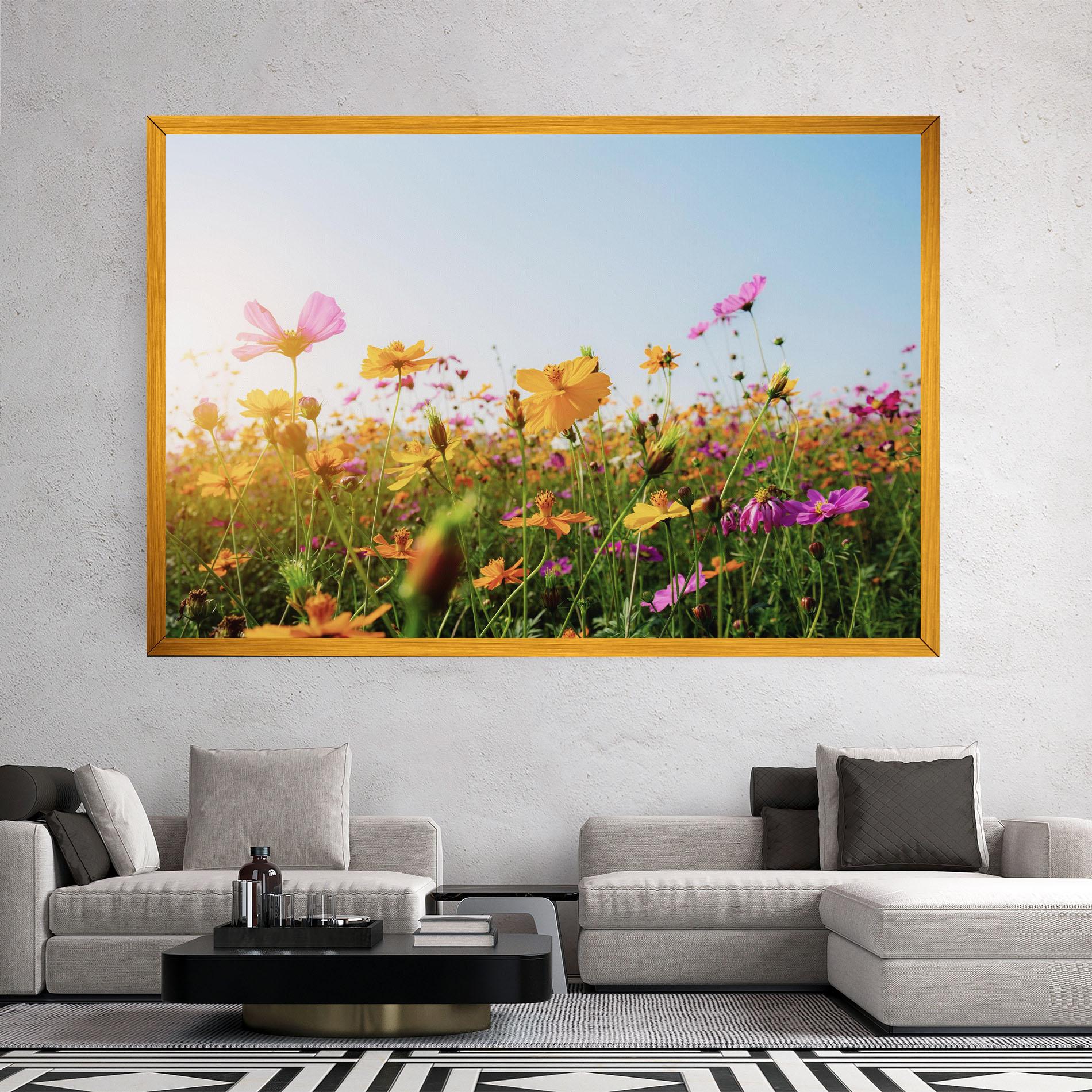 Vászonkép Cosmos Field Sunset mockup 2