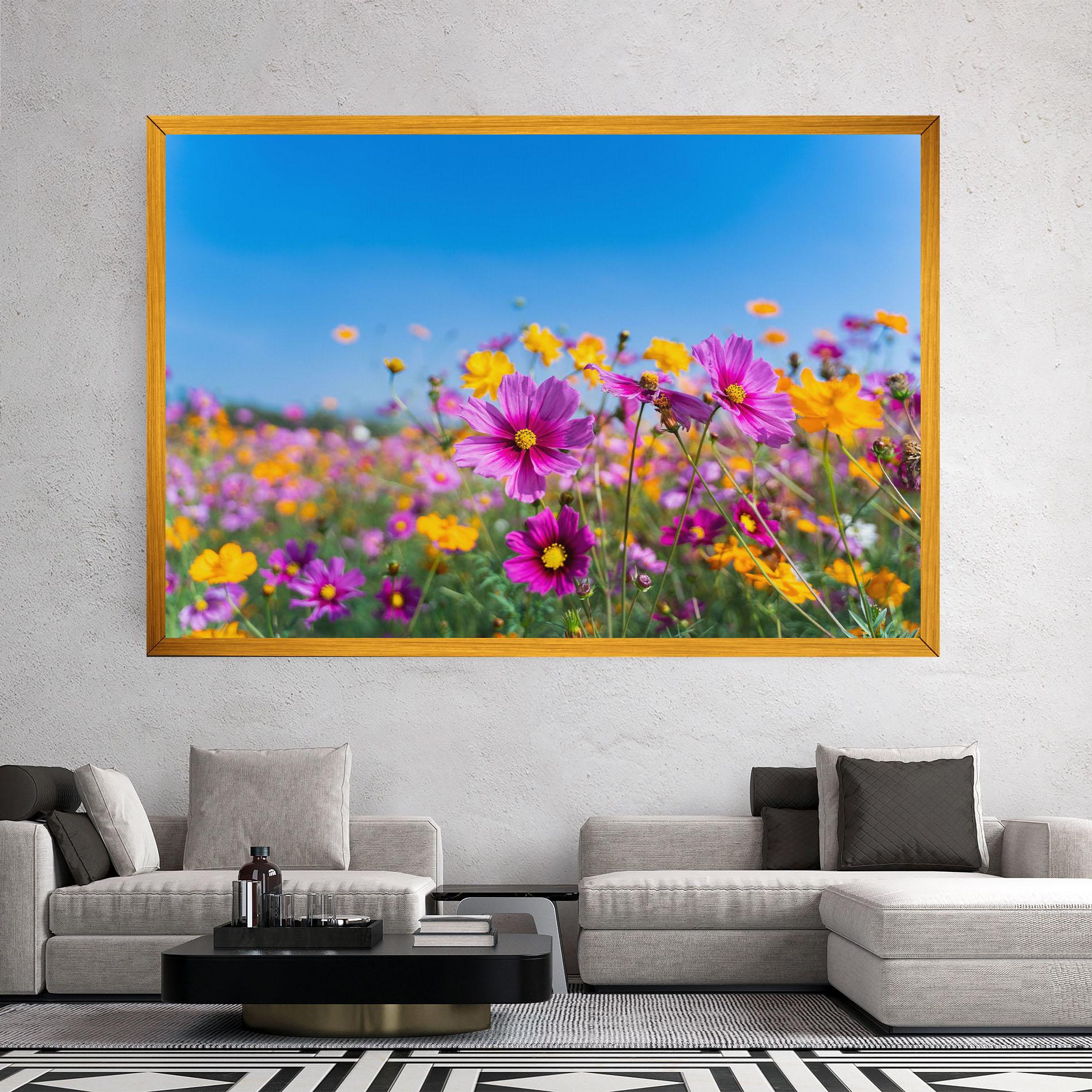 Vászonkép Cosmos Flowers Grassland mockup 2