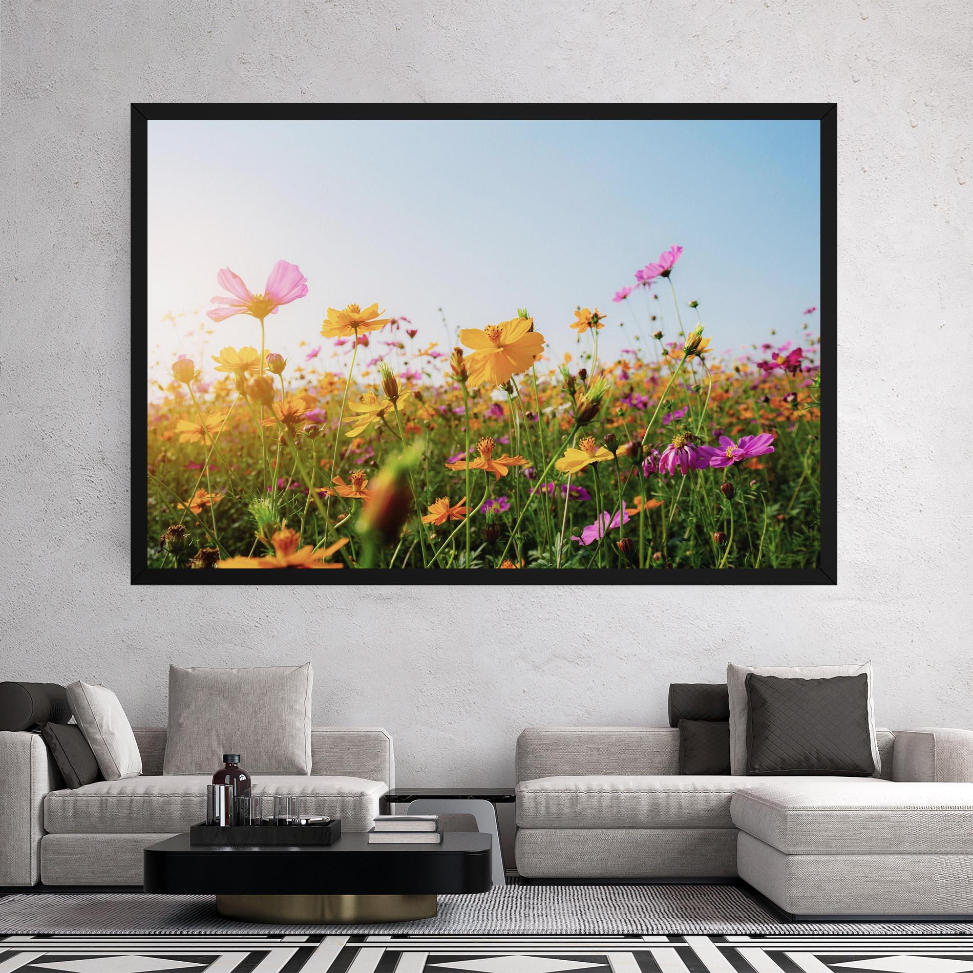 Vászonkép Cosmos Field Sunset mockup 2
