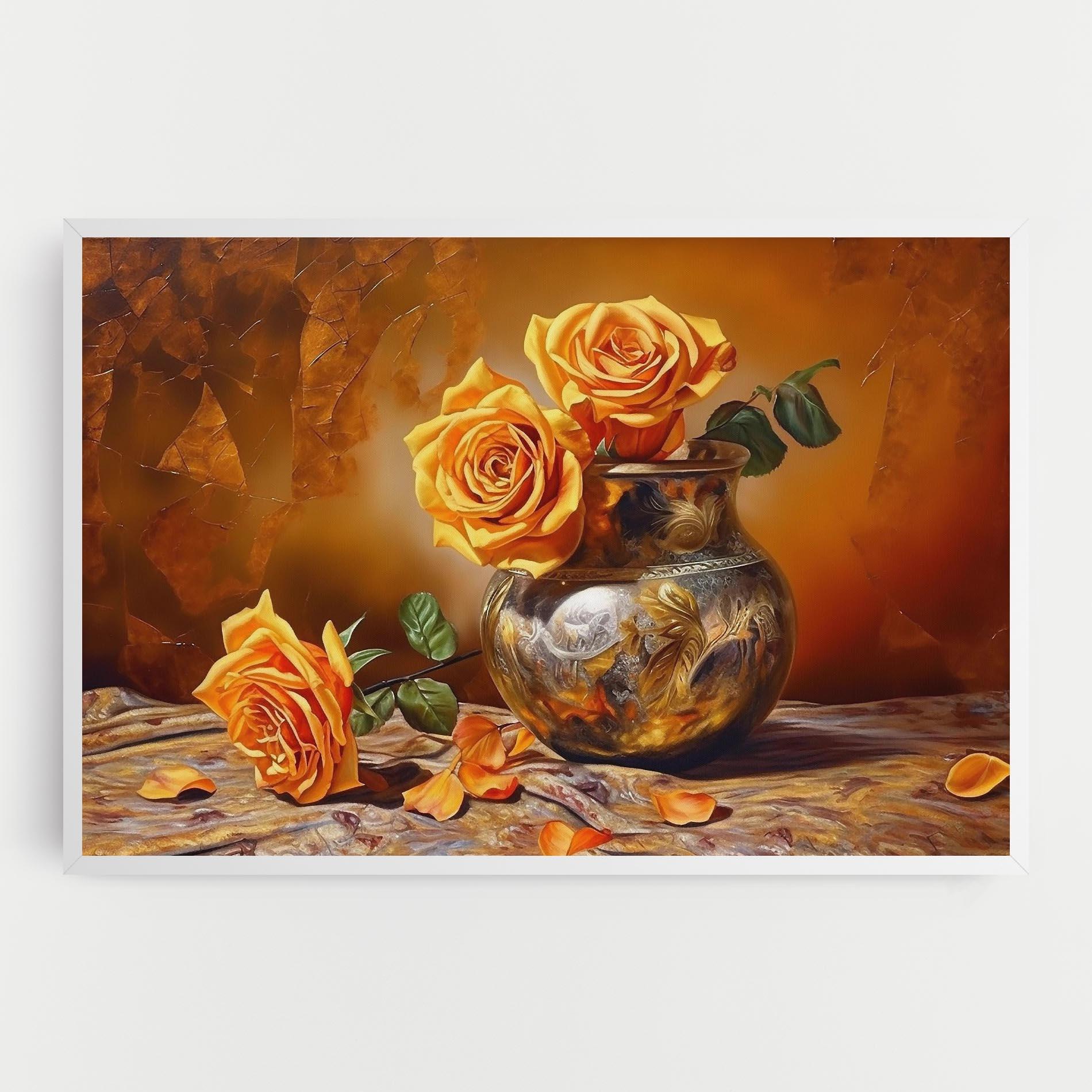 Vászonkép Orange Roses Vase mockup 0