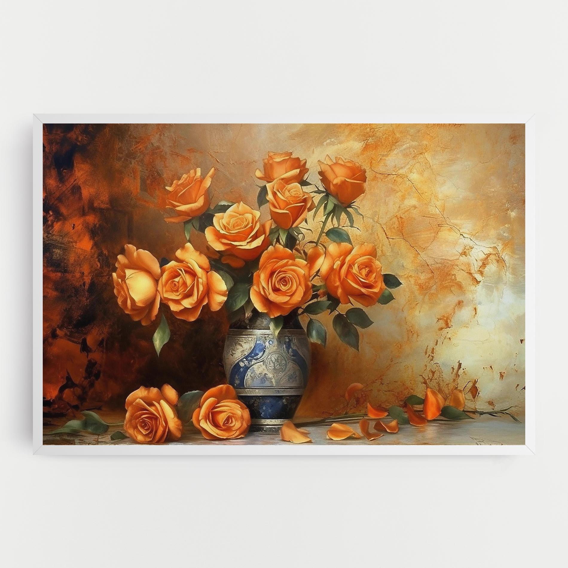 Vászonkép Pretty Orange Rose Vase mockup 0