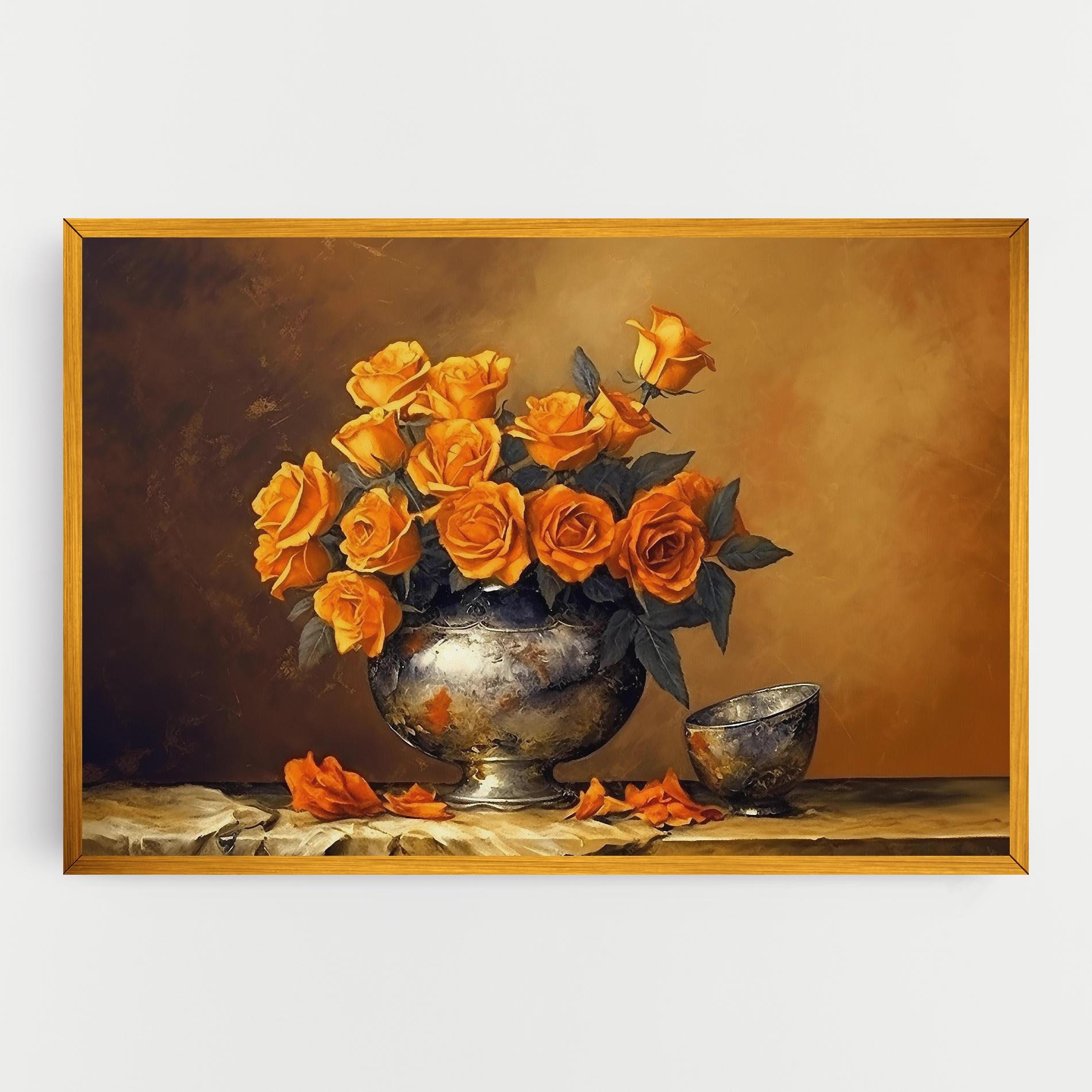 Vászonkép Orange Rose Vase mockup 0