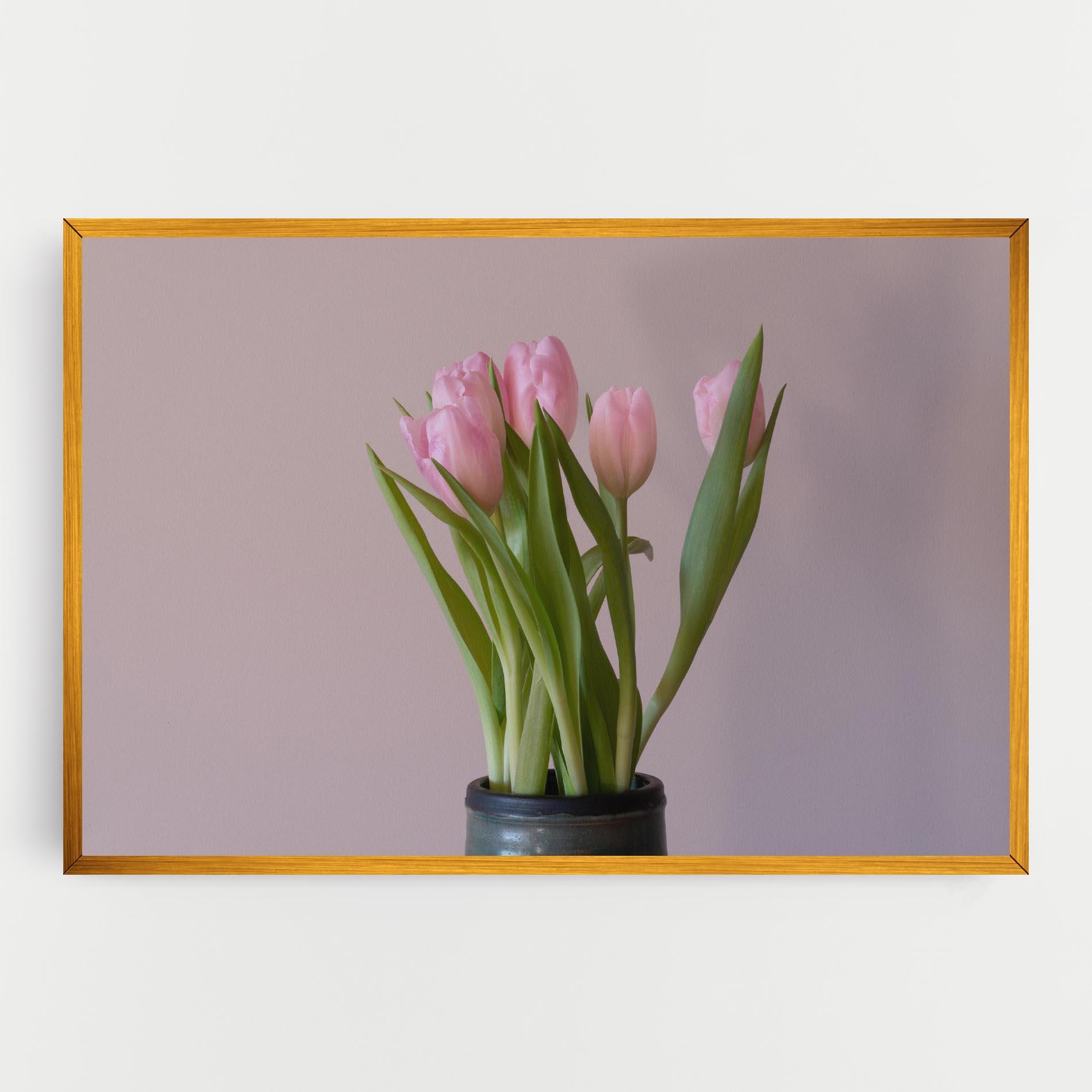 Vászonkép Pink Tulips Vase mockup 0