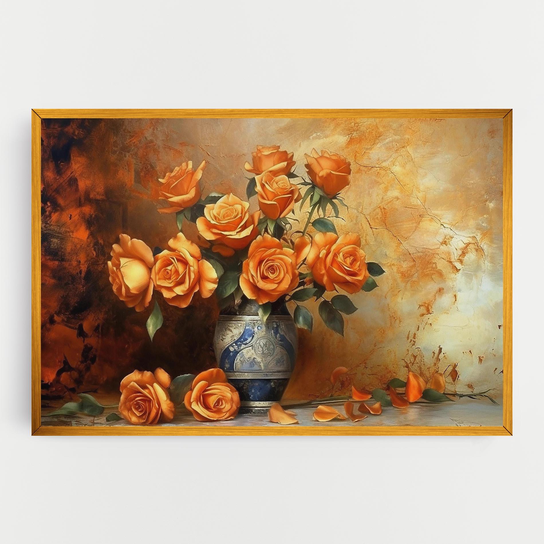 Vászonkép Pretty Orange Rose Vase mockup 0