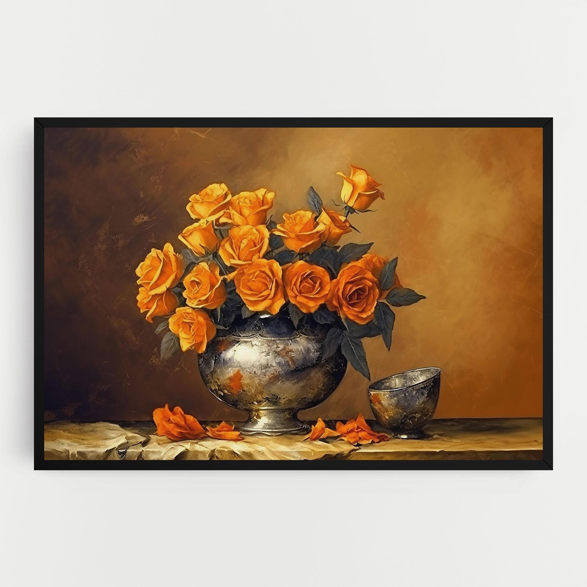 Vászonkép Orange Rose Vase mockup 0