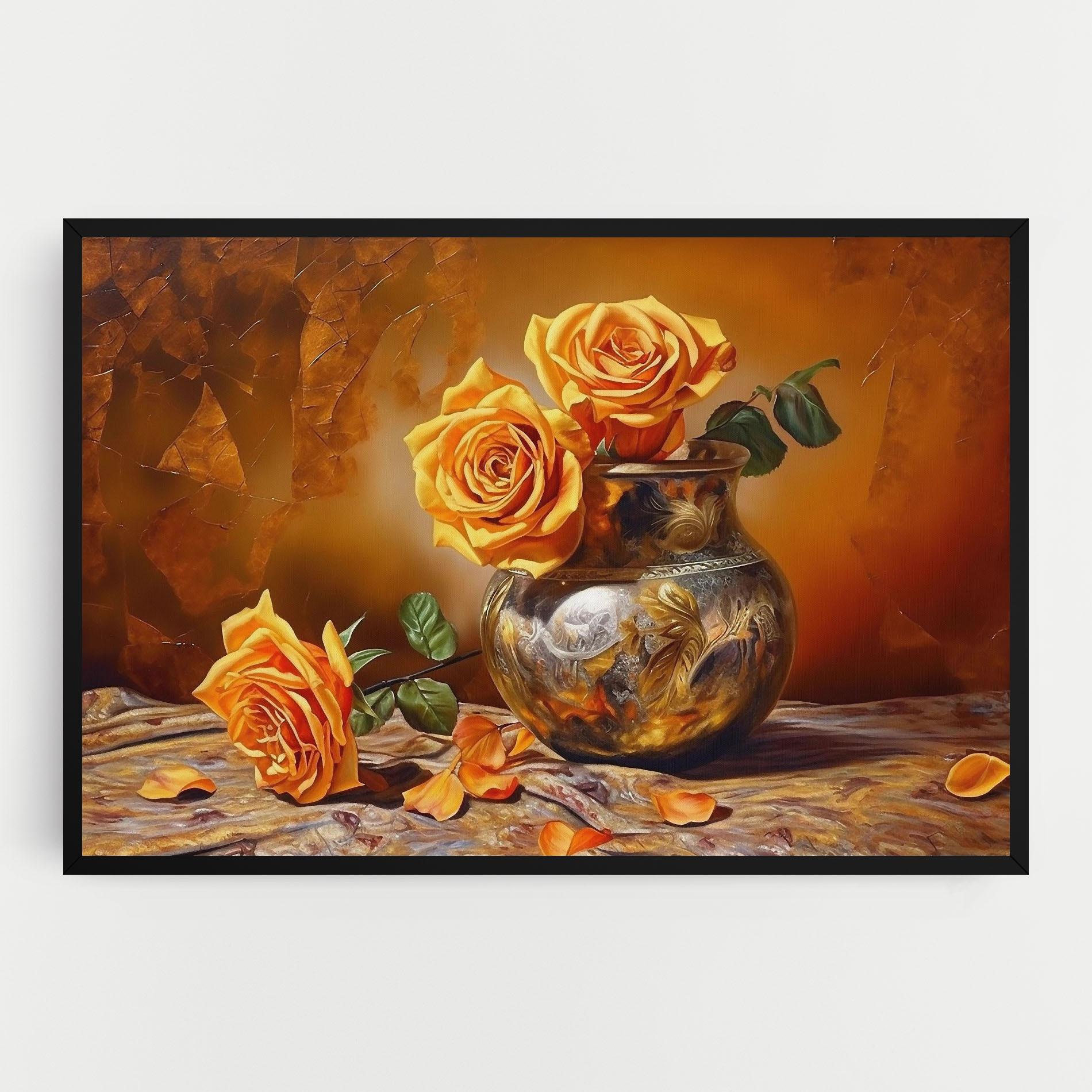 Vászonkép Orange Roses Vase mockup 0