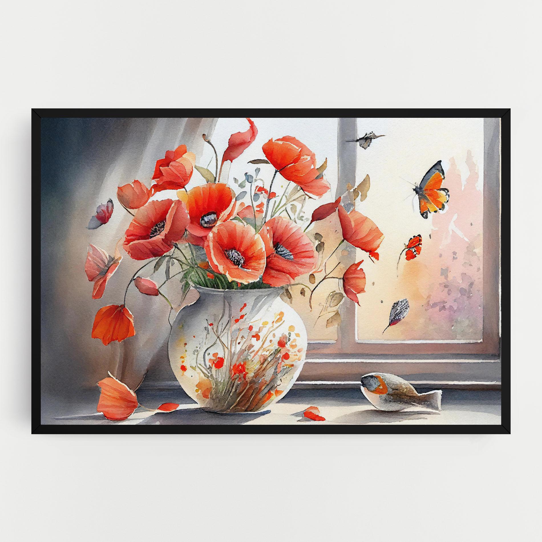 Vászonkép Poppies Vase mockup 0