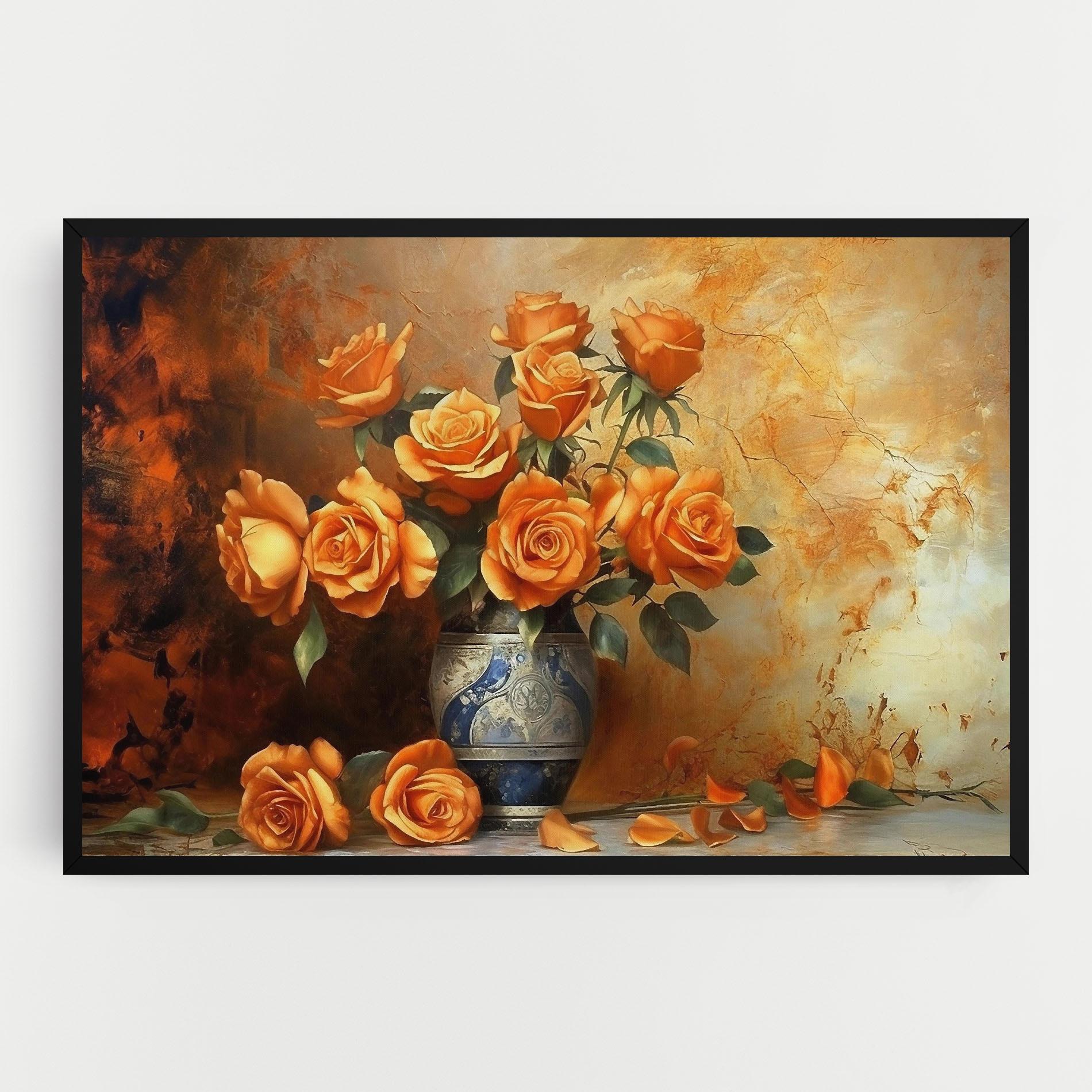 Vászonkép Pretty Orange Rose Vase mockup 0