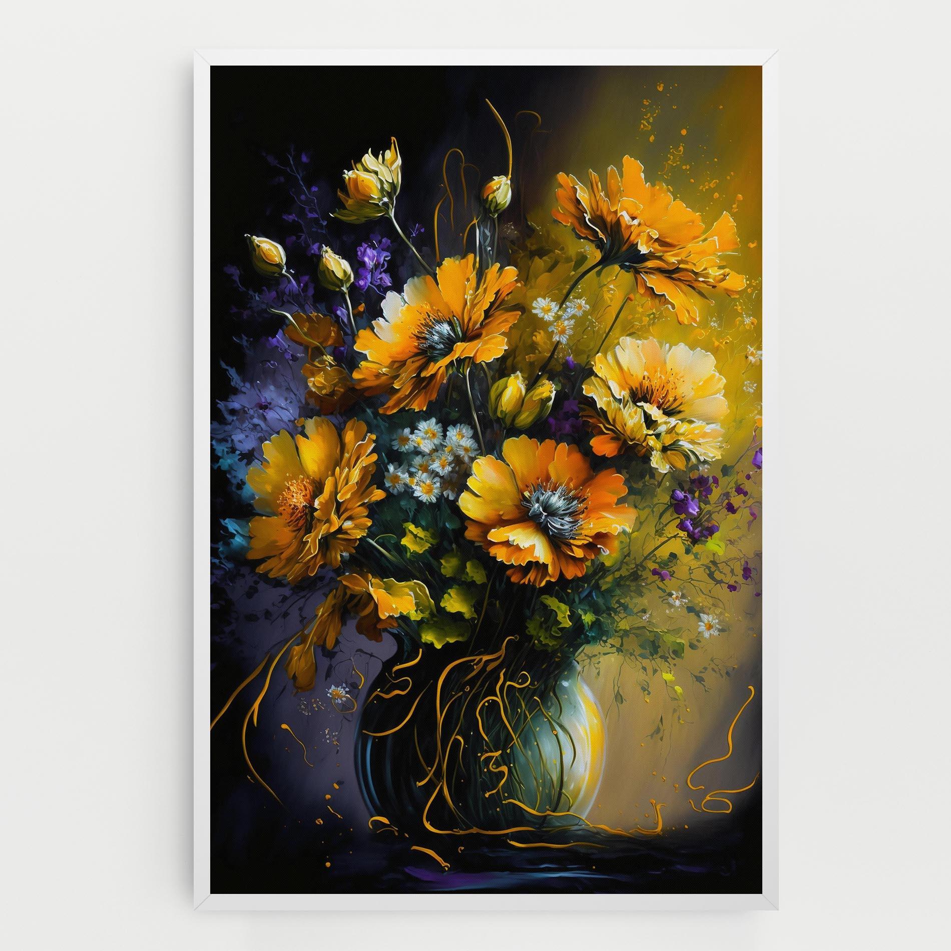 Vászonkép Yellow Flower Art Vase mockup 0