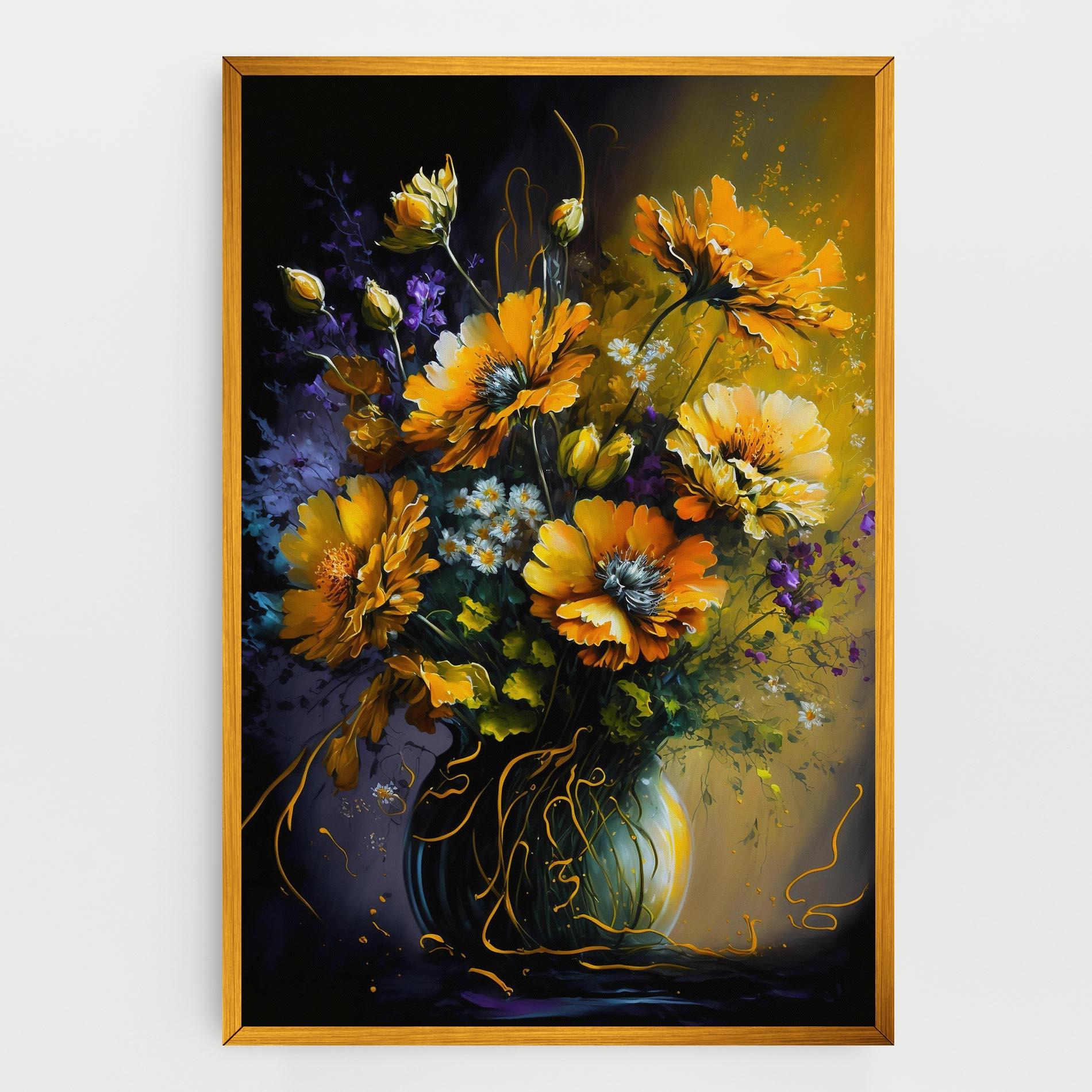 Vászonkép Yellow Flower Art Vase mockup 0