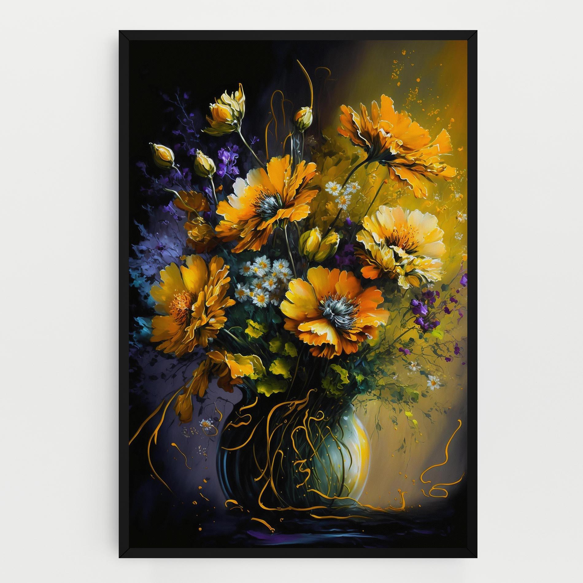 Vászonkép Yellow Flower Art Vase mockup 0