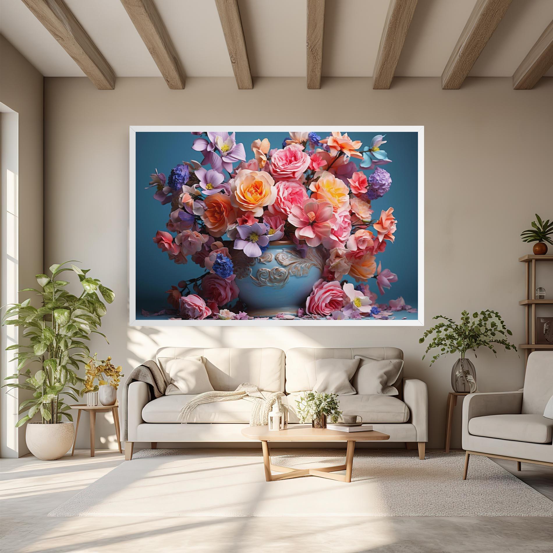 Vászonkép Blue Vase Flowers mockup 6