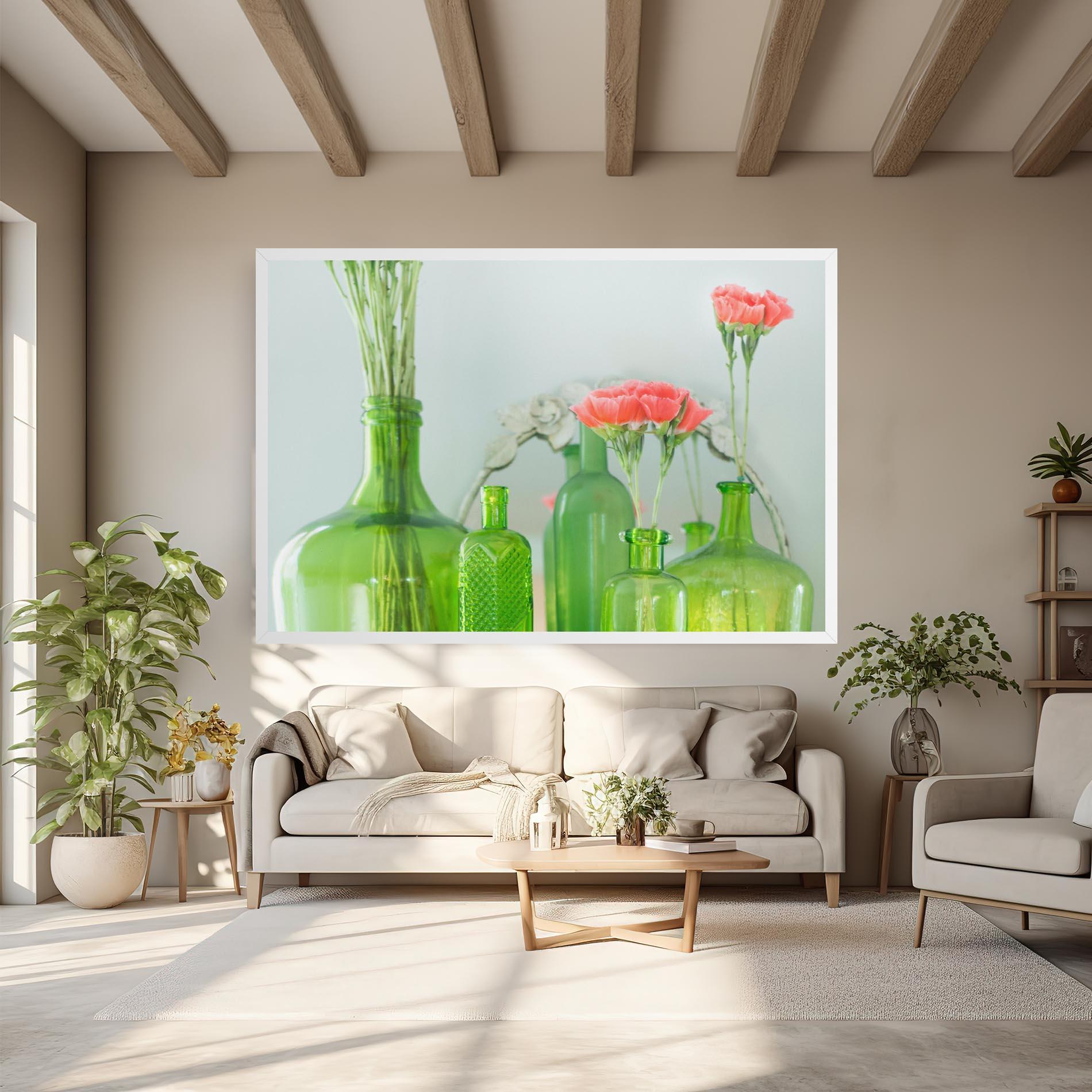 Vászonkép Green Vase Flowers mockup 6