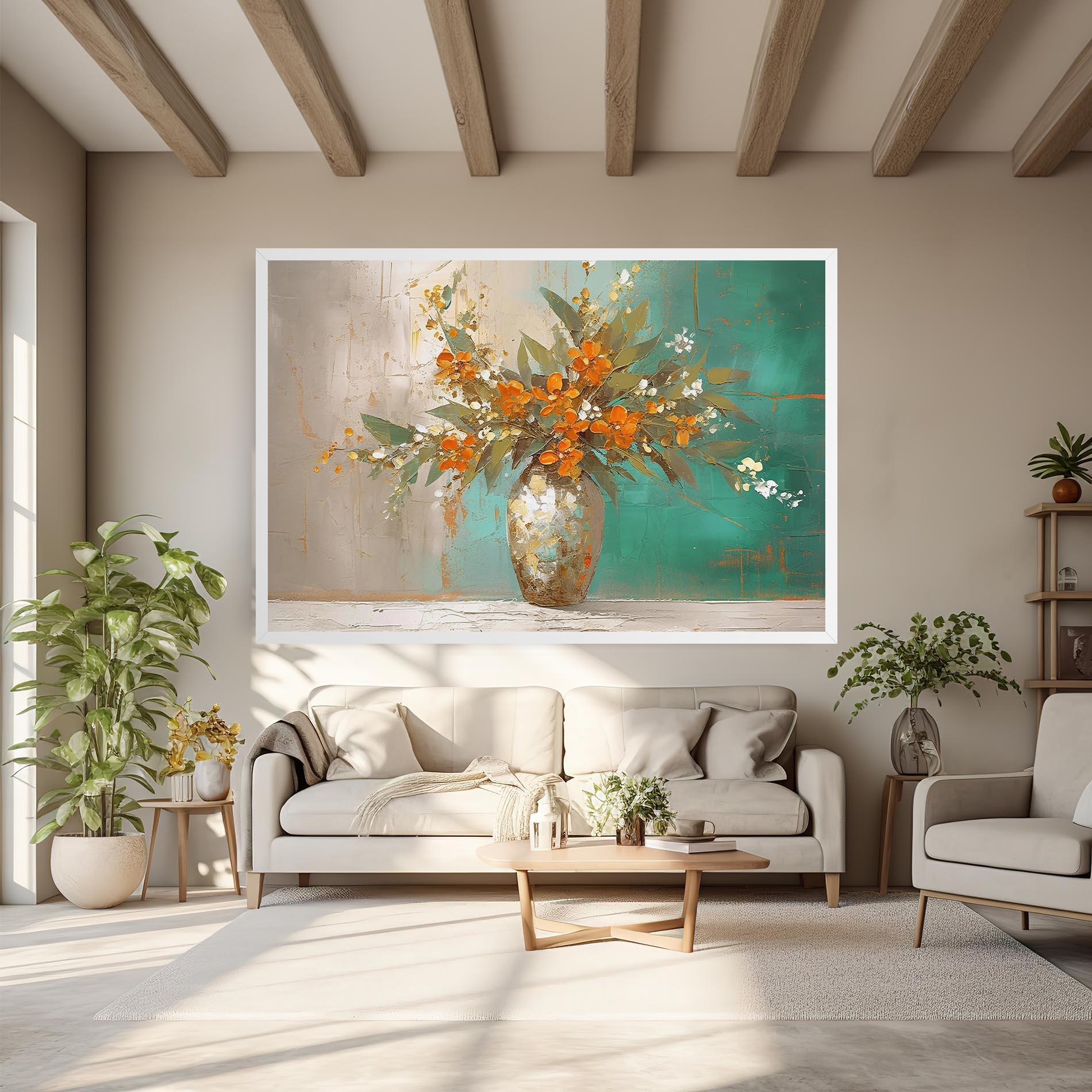 Vászonkép Grey Vase Orange mockup 6